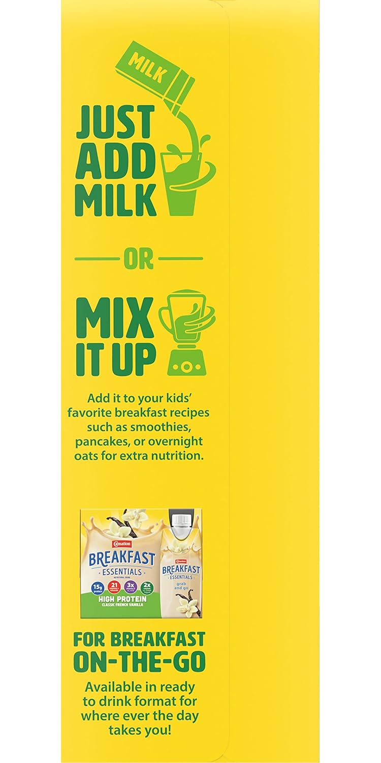 Carnation Breakfast Essentials High Protein Nutritional Powder Drink Mix Packets Vanilla, 13.1 Ounce (Pack of 2)