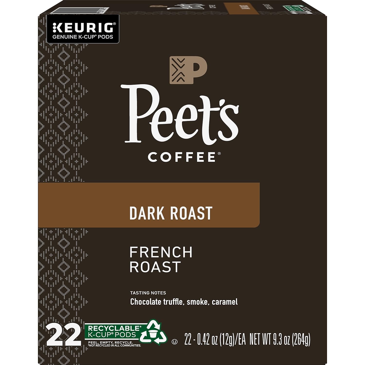 Peet's Coffee, Dark Roast Keurig K-Cup Pods - Major Dickason's Blend 75 Count (1 Box of 75 Pods)