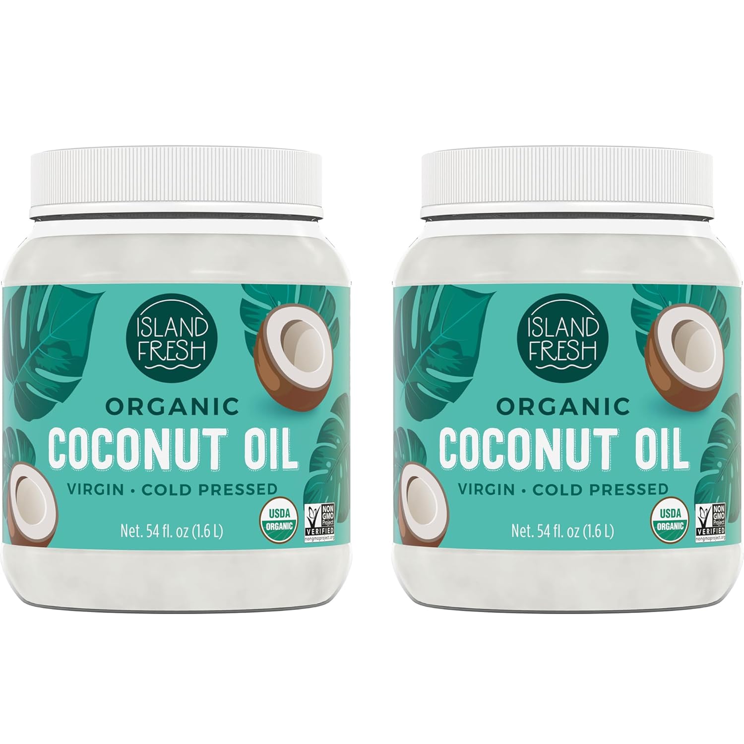 Island Fresh Organic Coconut Oil, Extra Virgin, Cold-Pressed, 54 fl oz – USDA Organic, Non-GMO for Cooking, Baking, Hair and Skin