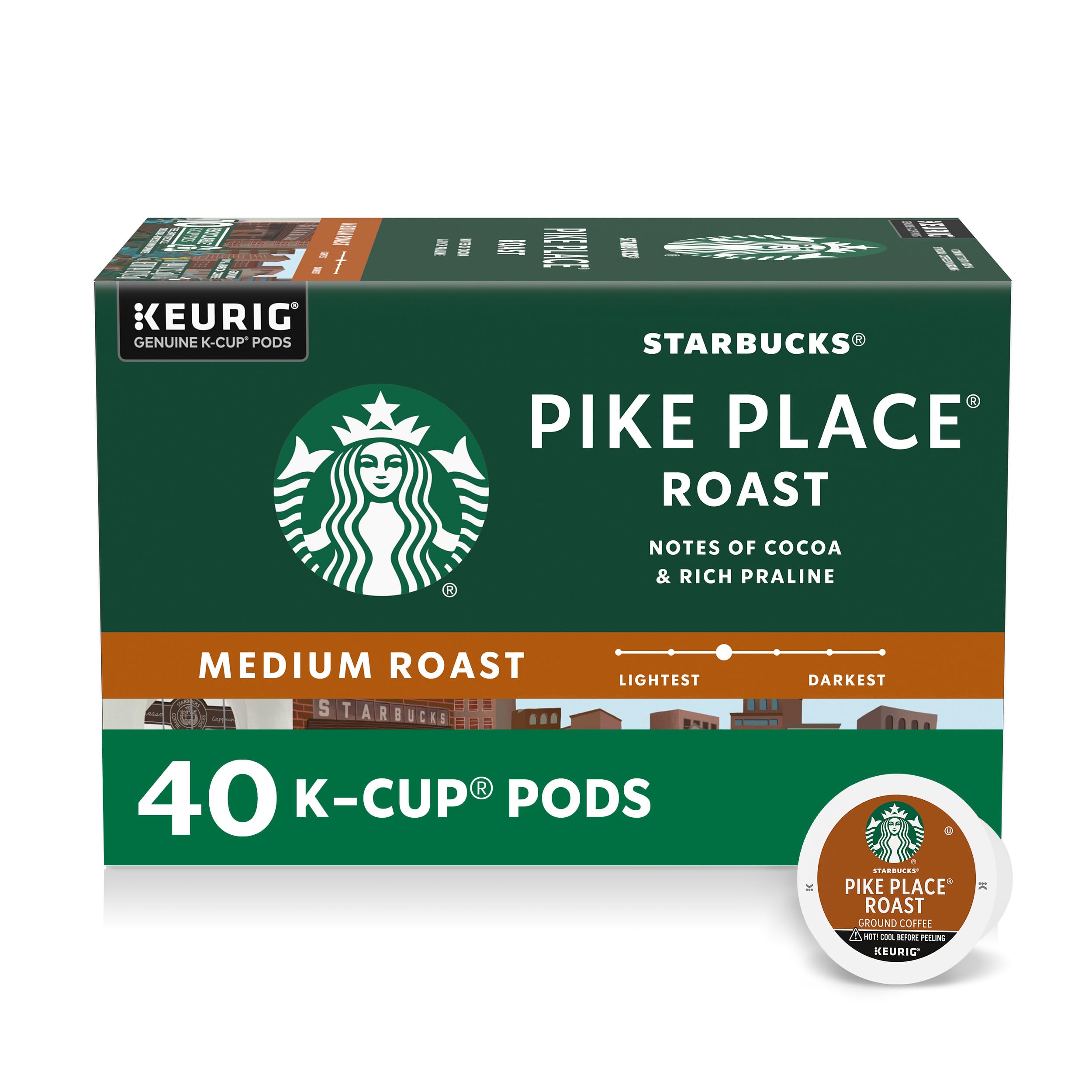 Starbucks K-Cup Coffee Pods, Medium Roast Hot or Iced Coffee, Pike Place Roast, 96 Keurig Pods