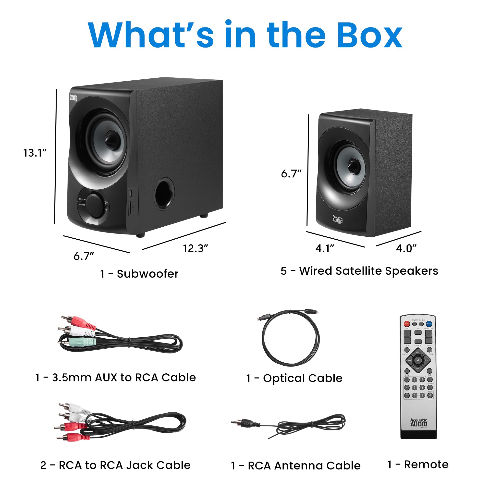 Acoustic Audio AA5170 Home Theater 5.1 Bluetooth Speaker System 700W with Powered Sub