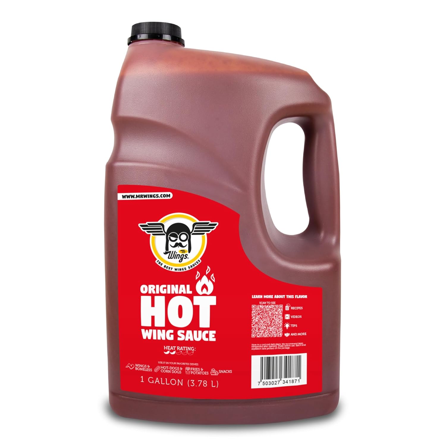 Mr Wings Sweet Mango Mild Sauce 1 Gallon (128 Fl Oz). Sweet and spicy delight, perfect for boneless, fries, drinks and your favorite snacks. Big sauce bulk.