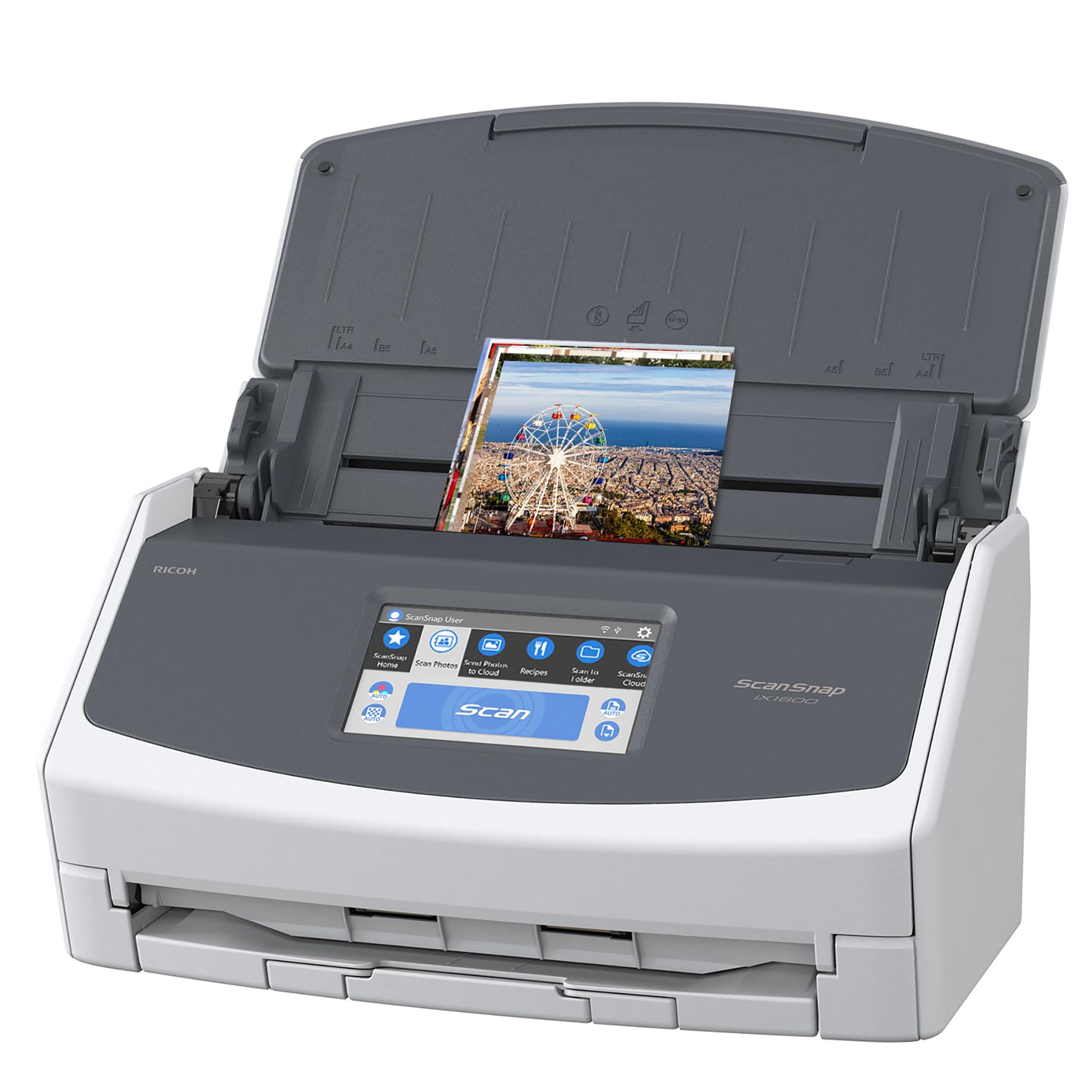 ScanSnap iX2500 Wireless or USB High-Speed Cloud Enabled Document, Photo & Receipt Scanner with Large 5" Touchscreen and 100 Page Auto Document Feeder for Mac or PC, Black