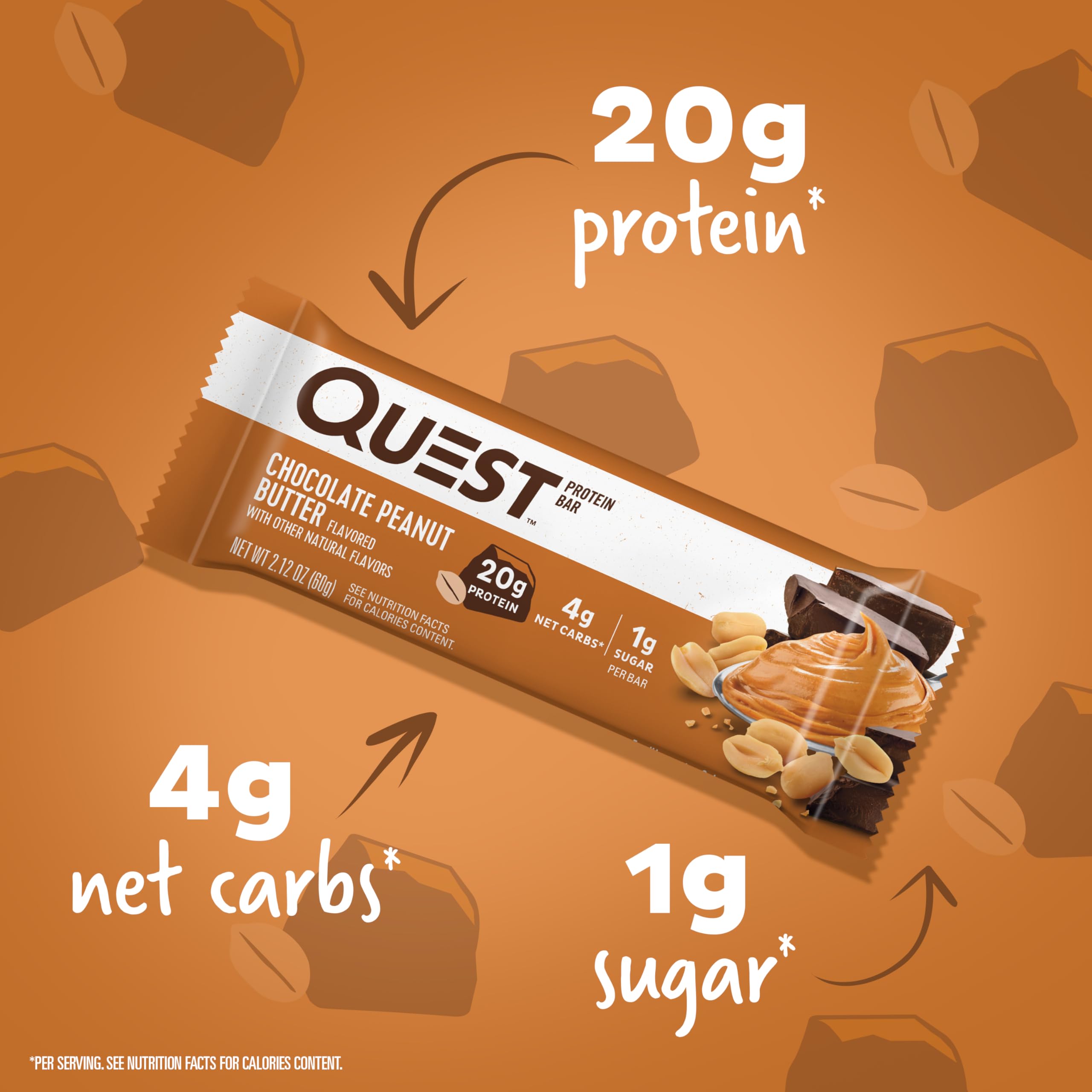 Quest Nutrition Chocolate Chip Dough Cookie Protein Bars, 21g Protein, 1g Sugar, 4g Net Carb, High Fiber, Gluten Free, Keto Friendy, 12 Count