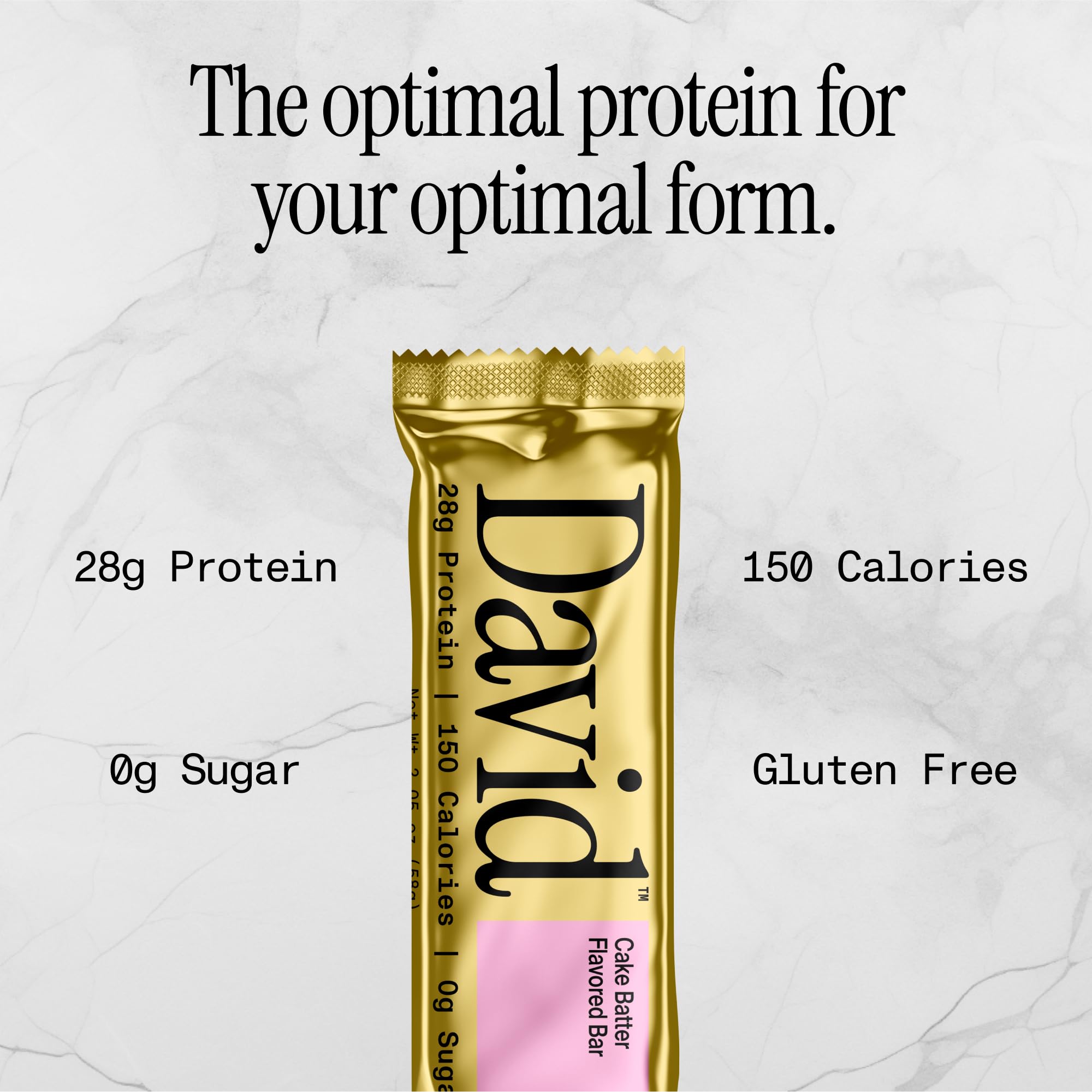 David High Protein Bars No Sugar - Sugar Free Protein Bars, Low Carb, Gluten Free - 28g of Protein, 150 Calories - David Bar On-The-Go Snack - Peanut Butter Chocolate Chunk Flavor, Pack of 12
