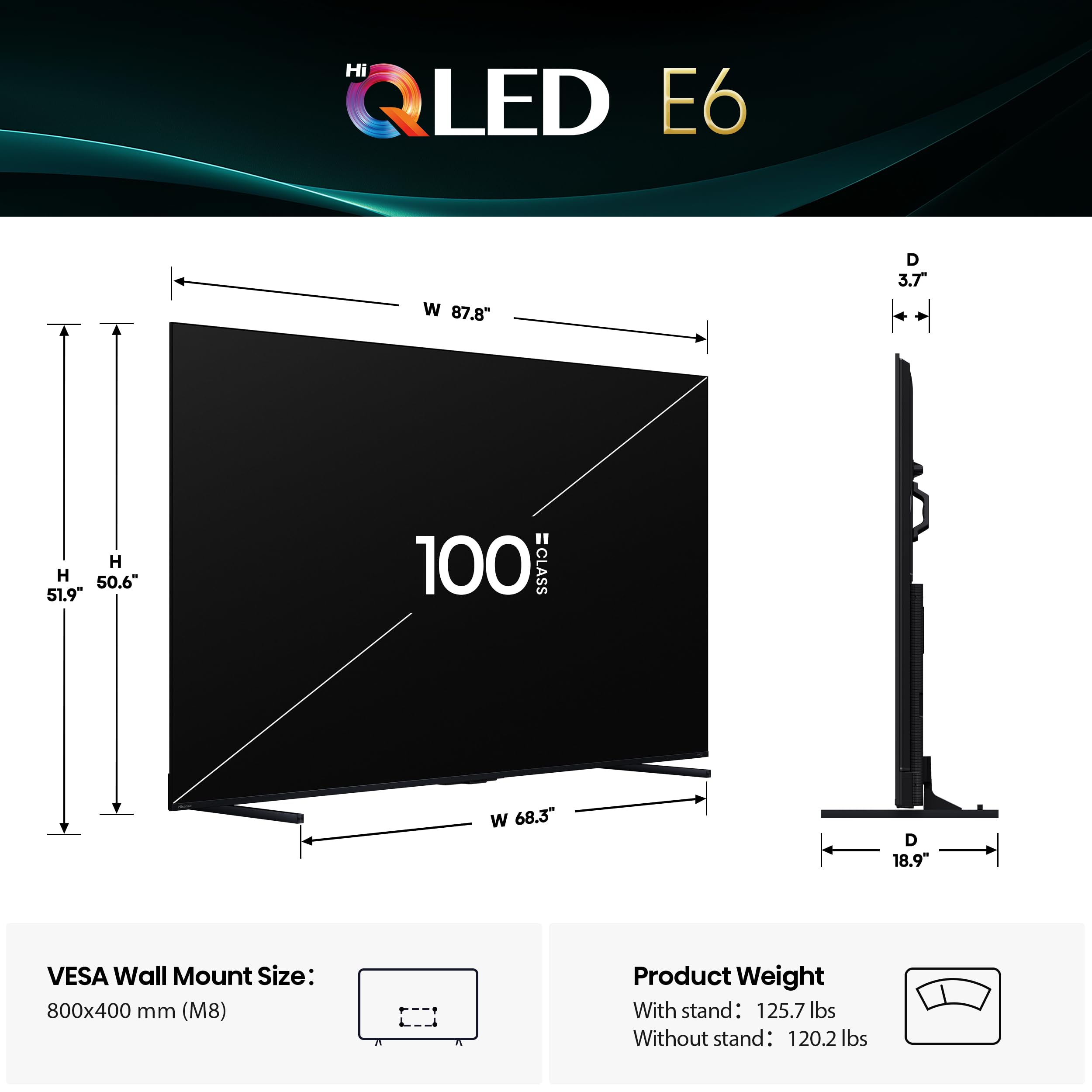 Hisense 55" E6 Cinema Series Hi-QLED 4K UHD Smart Fire TV (55E6QF) - AI Light Sensor, Dolby Vision · Atmos, Voice Remote with Alexa, Motion Rate 120, HDR 10+ Adaptive, Game Mode Plus