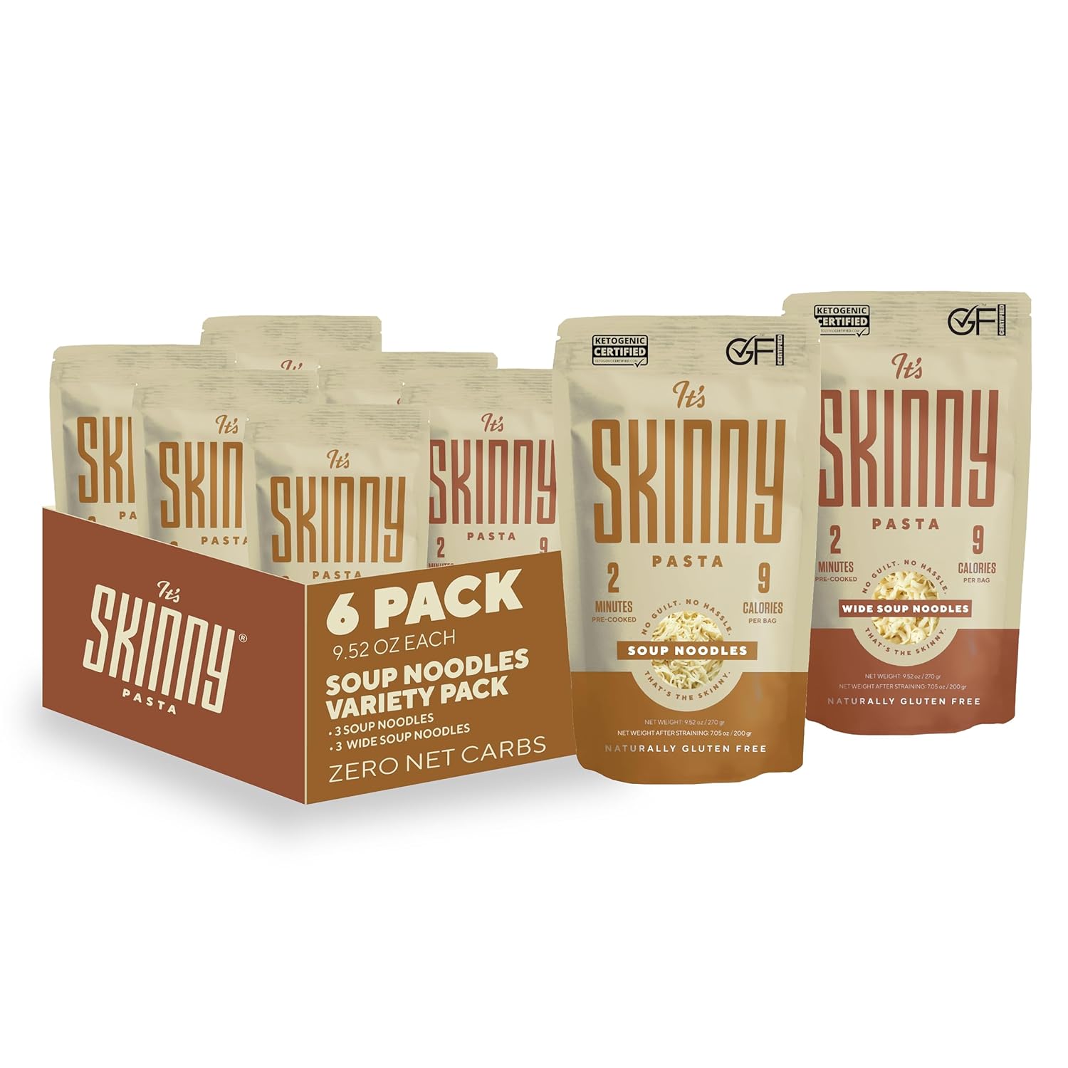It’s Skinny Fettuccine Pasta – Low Carb Pasta, Gluten Free, Keto & Vegan-Friendly, Shirataki Konjac, Sugar-Free, High in Fiber, Only 4.5 Calories Per Serving, Ready in 2 Minutes (6 Packs)