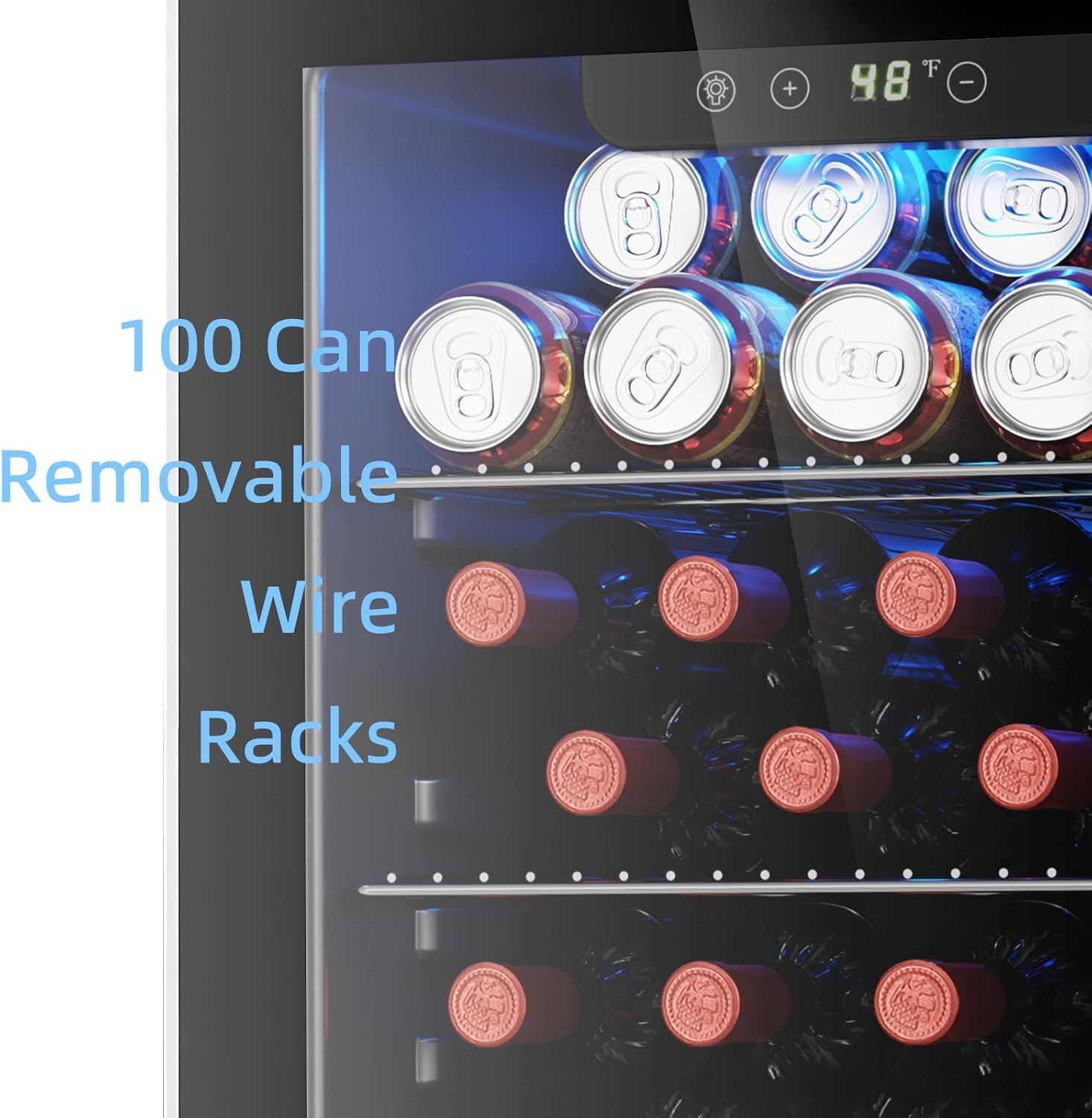 Antarctic Star Wine Cooler, Beverage Refrigerator, 16 Bottle Freestanding Quiet Wine Cellar Front Glass Door for Home and Bar, Digital Temp Control, 1.71 Cu.Ft.