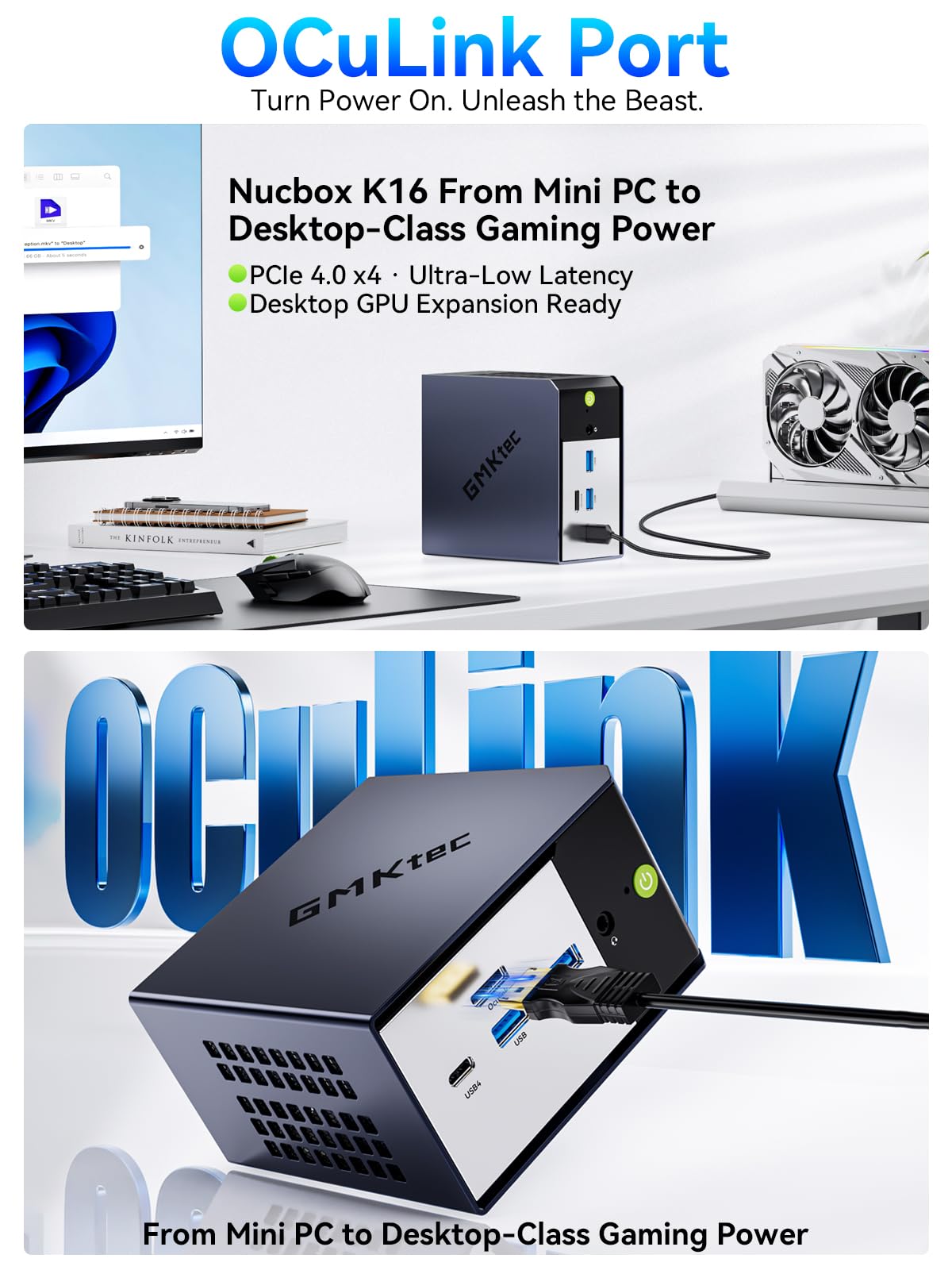 GMKtec Gaming Mini PC Ryzen 7640HS (Beats 6800H/6800U) 16GB DDR5 512GB NVMe SSD Dual NIC LAN 2.5GbE /WiFi 6E BT5.2 /USB4 Desktop Computers Office Home M6 Ultra