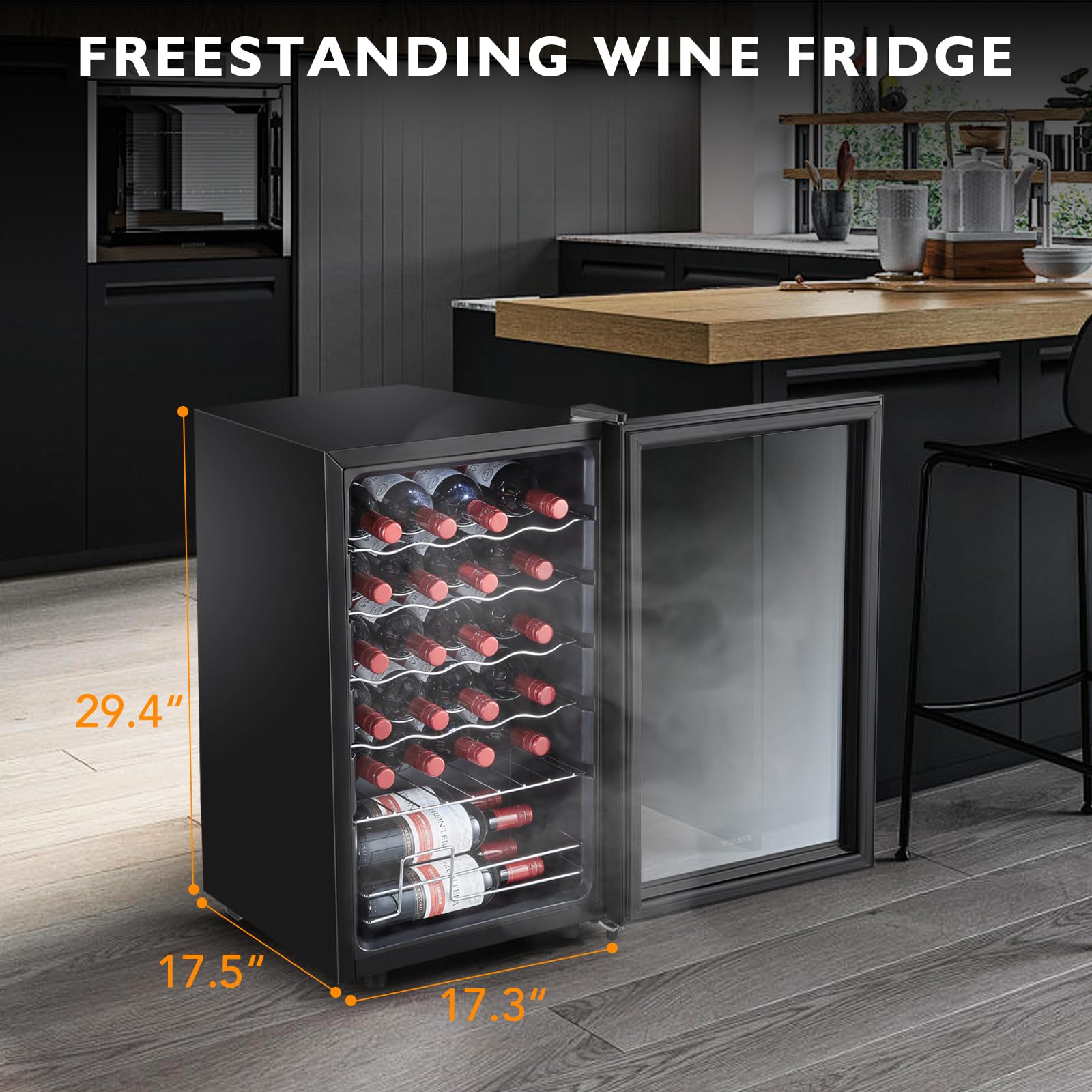 STAIGIS 24 Bottle Mini Fridge, Small Freestanding Wine Cooler Refrigerator for Red and White with 40-66F Digital Temperature Control Glass Door