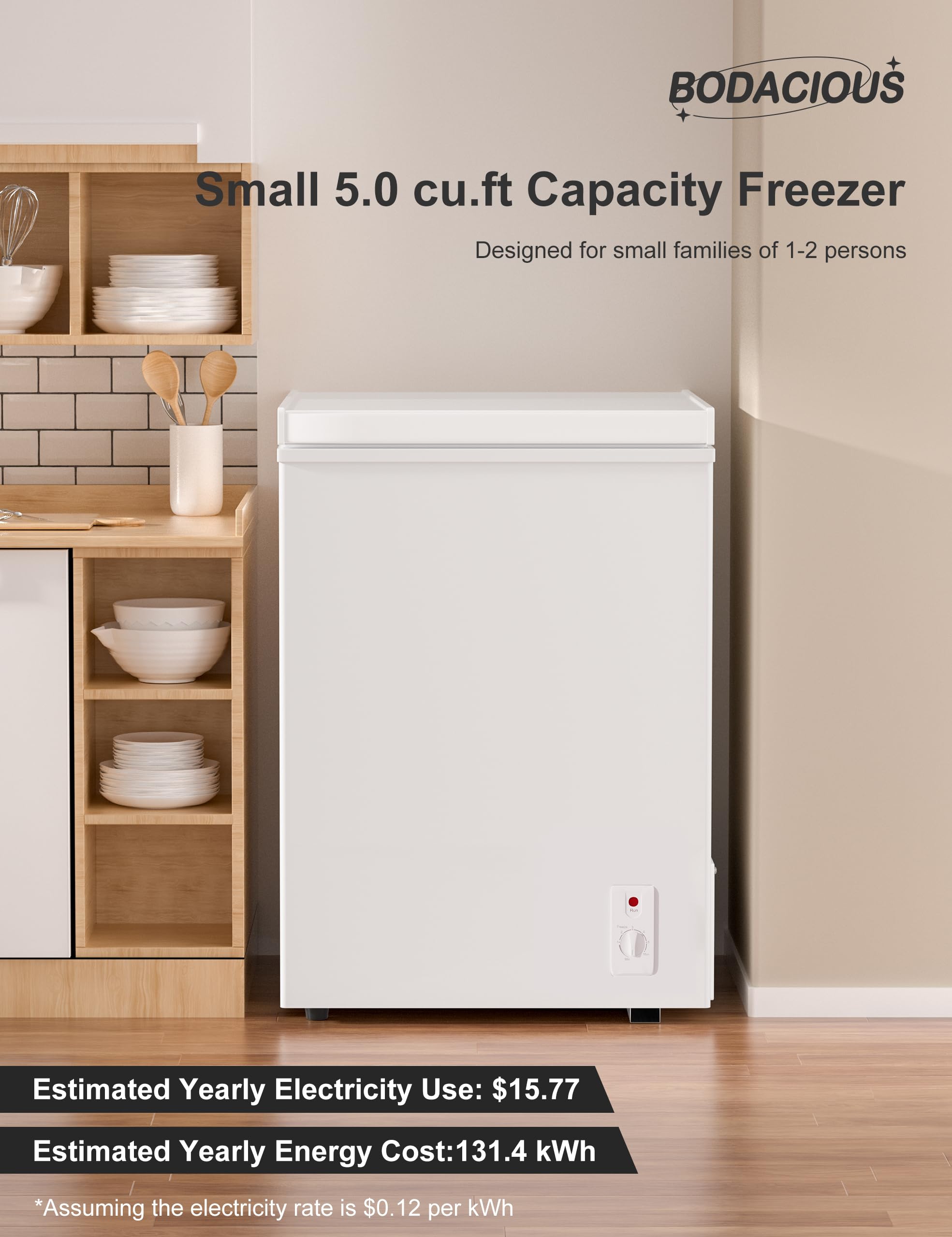 7.0 Cu Ft Chest Freezer - Energy Saving Quiet Top Open Door Mini Freezer Adjustable 6 Thermostat - Compact Small Deep Freezer w/Removable Basket and Defrost Water Drain for Home/Apartment/Garage