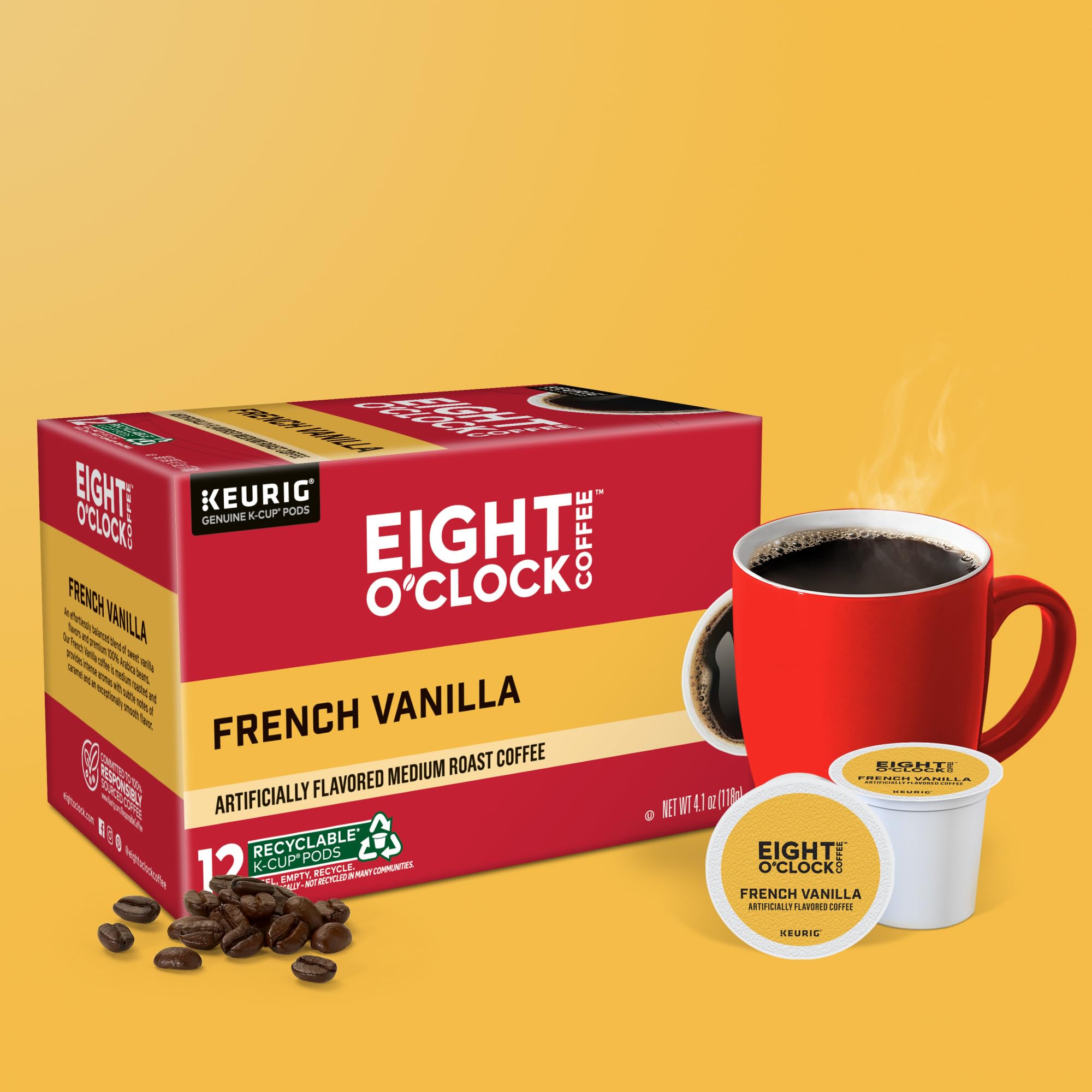 Eight O'Clock Coffee The Original, Single-Serve Keurig K-Cup Pods, Medium Roast Coffee Pods, 72 Count