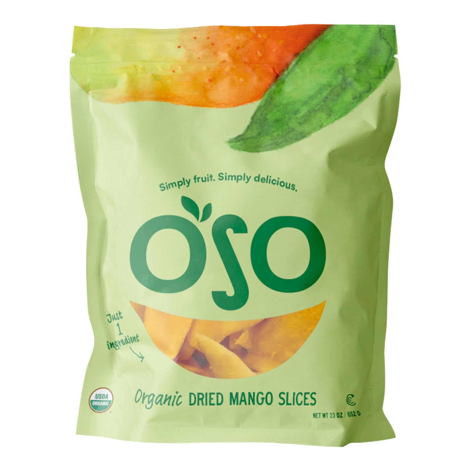 Oso Snacks Dried Mango Slices – Premium Quality, Large Pieces Only! No Added Sugar, No Preservatives, 100% Fruit! One Ingredient. No GMO. Vegan. Naturally Sweet & Delicious Healthy Snack.