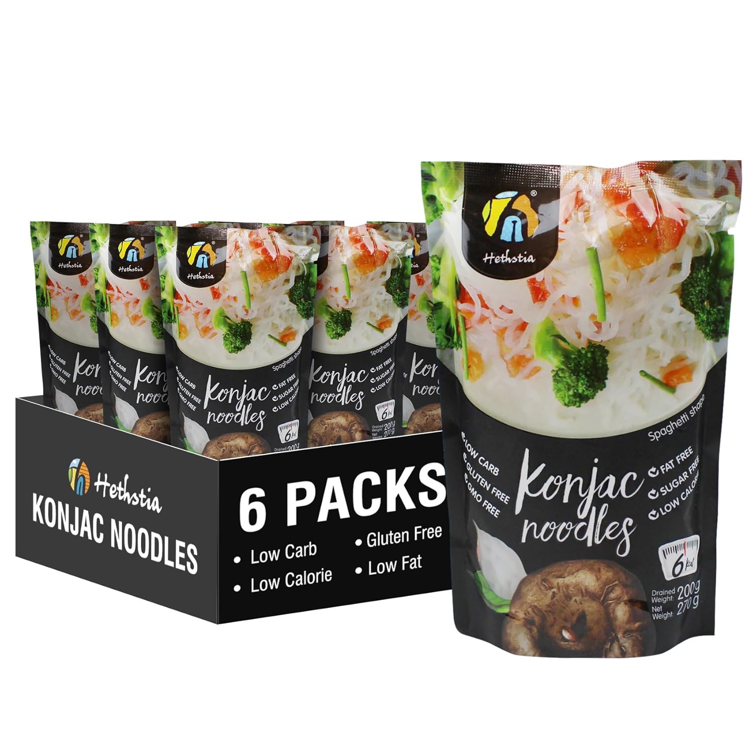 Hethstia Konjac Noodles, 10 Packs Shirataki Spaghetti – Low Carb, Low Calorie, Ready to Eat Konjac Pasta – Keto, Gluten-Free, Vegan, Fat-Free, 0 Sugar, Healthy Low Carb Pasta Substitute