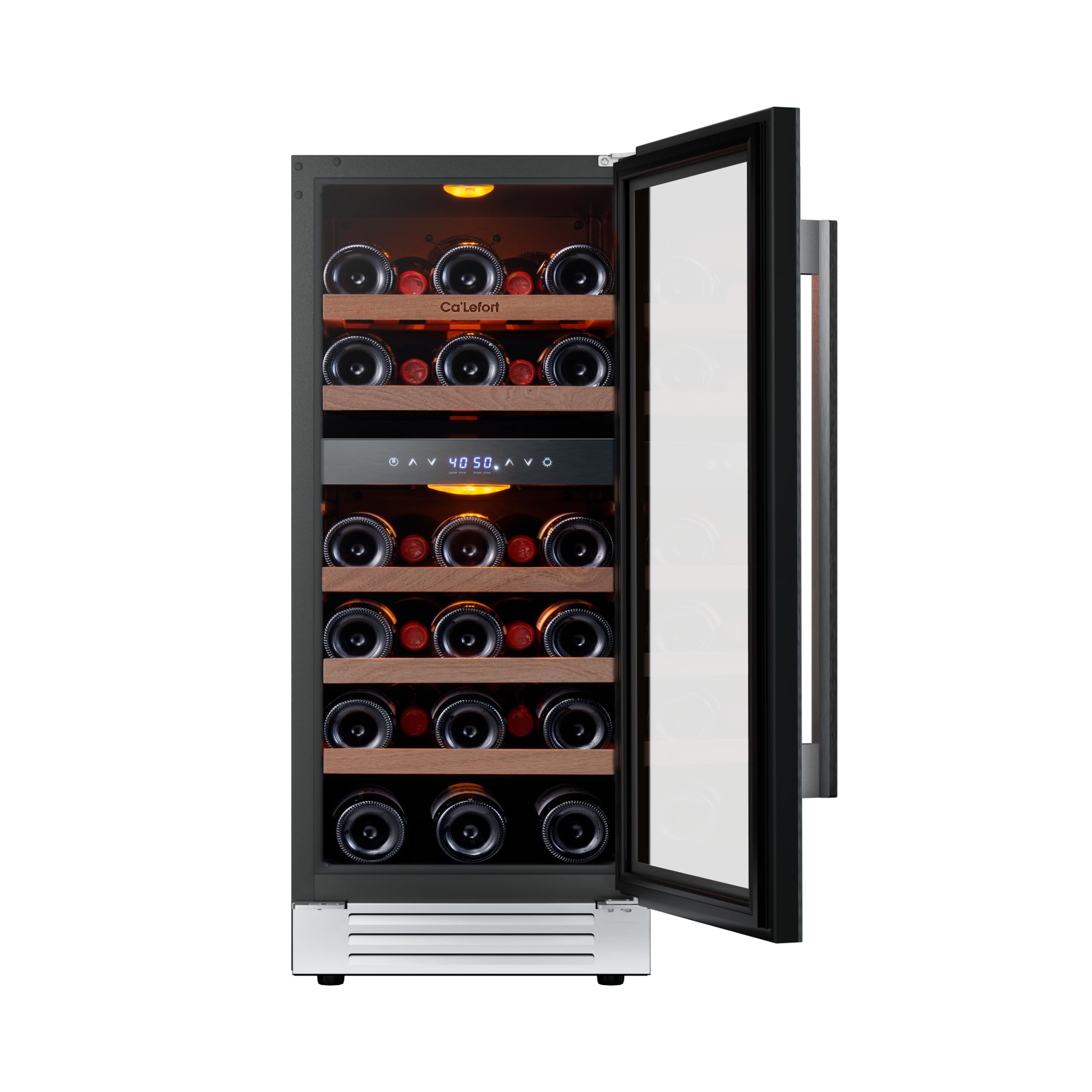 Ca'Lefort 15 Inch Wine Fridge, 33 Bottle Wine Cooler Refrigerator, 40-65°F Wine Refrigerator Glass Door, 3 LED Wine Fridge, Built-in or Freestanding Fridge for Home/Bar/Kitchen (3.0 cu.ft)