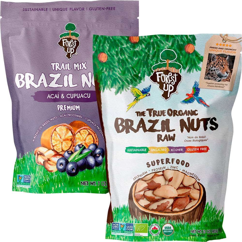 Snack The True Organic Brazil Nuts 15 oz – Raw and Unsalted – Kosher – Healthy-Rich in Vegetable Protein – Harvested in Amazon Rainforest – Fresh, Vegan and Gluten Free – Forest Up