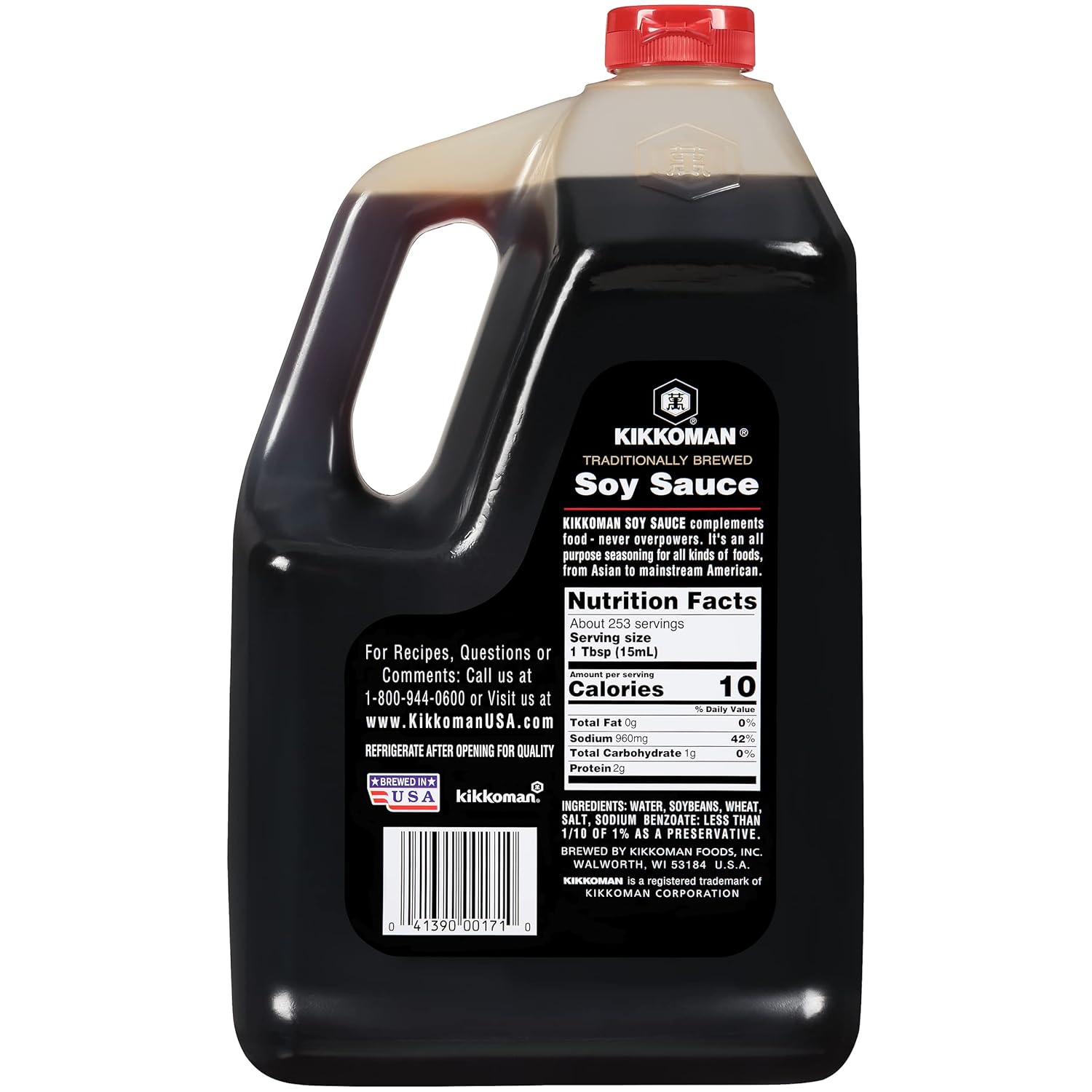 Kikkoman - Traditionally Brewed Soy Sauce, All Purpose Seasoning - 1 Gallon (Pack of 1)