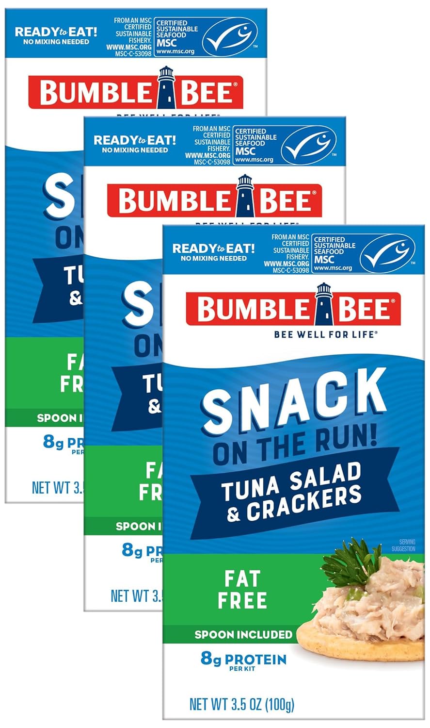 Bumble Bee Snack On The Run Original Tuna Salad with Crackers Kit (Pack of 12) - Ready to Eat Protein Snack Pack - 8g Protein per Box - Wild Caught MSC Certified Tuna
