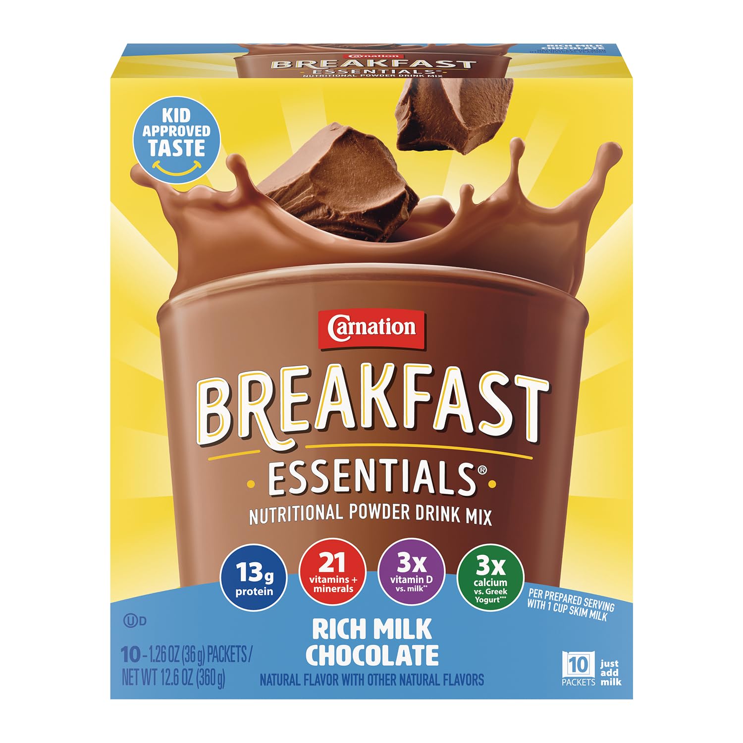 Carnation Breakfast Essentials Powder Drink Mix, Classic French Vanilla, 10 Count Box of 1.26 Ounce Packets (Pack of 6)