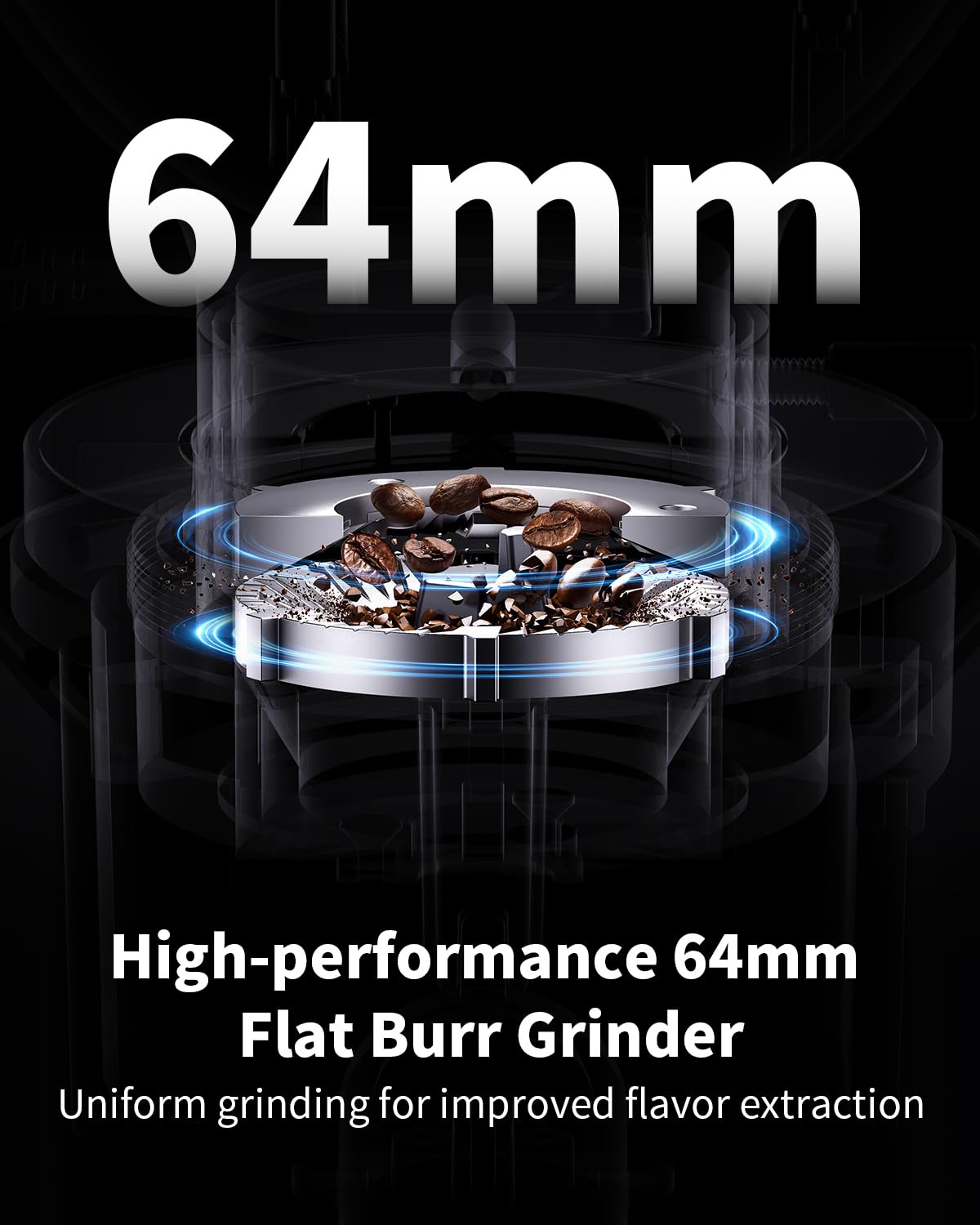 SHARDOR Professional 64mm Burr Coffee Grinder with 100 Grind Settings and All-Metal Chamber, Coffee Bean Grinder with Adjustable Electronic Timer and LED Display, Anti-Static, Black, 120V Only