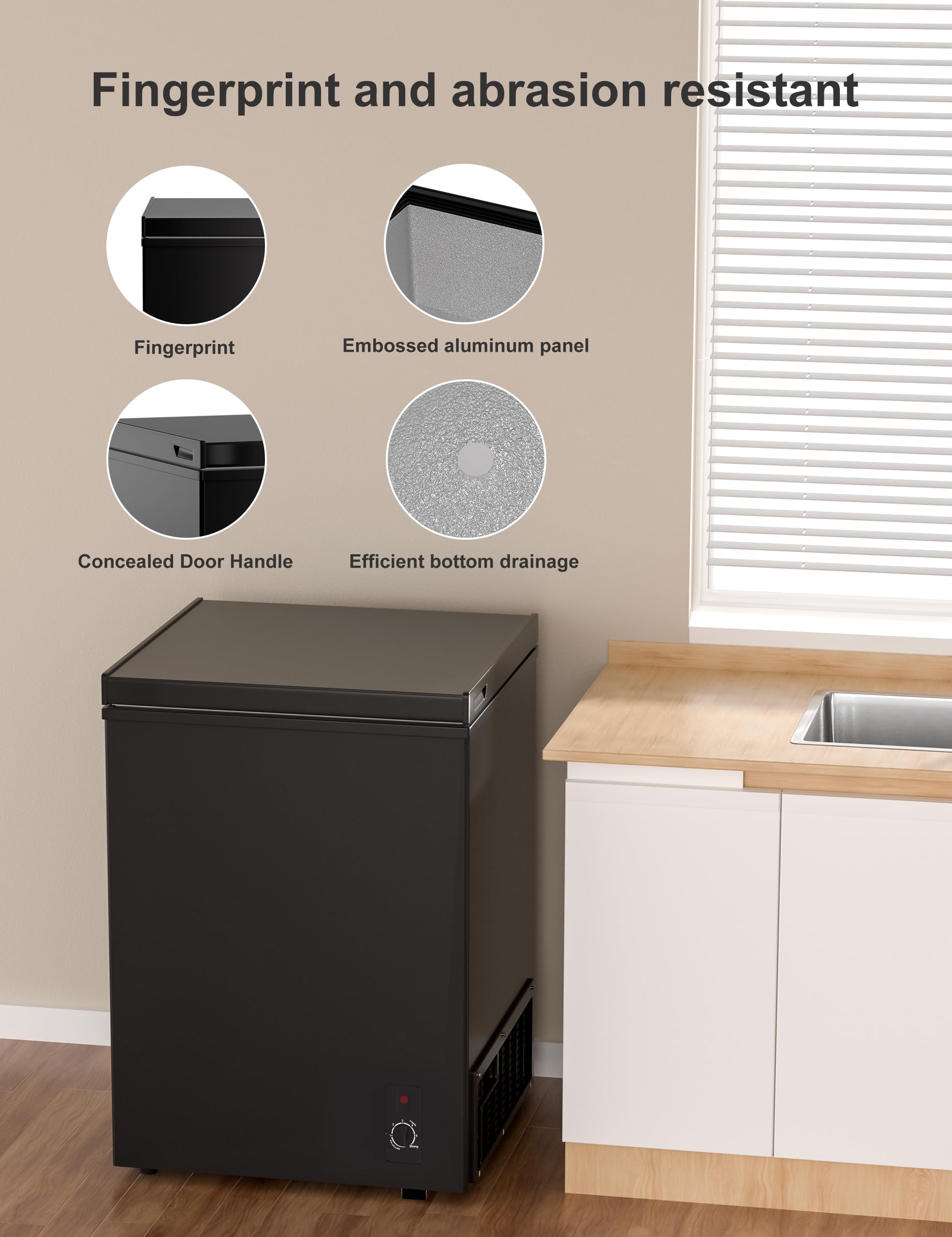 7.0 Cu Ft Chest Freezer - Energy Saving Quiet Top Open Door Mini Freezer Adjustable 6 Thermostat - Compact Small Deep Freezer w/Removable Basket and Defrost Water Drain for Home/Apartment/Garage