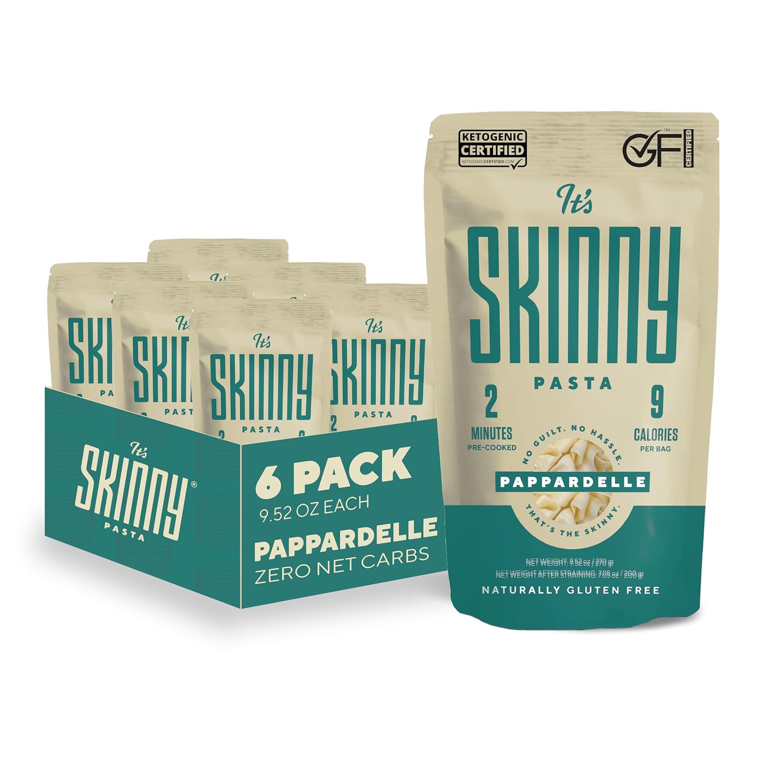 It’s Skinny Fettuccine Pasta – Low Carb Pasta, Gluten Free, Keto & Vegan-Friendly, Shirataki Konjac, Sugar-Free, High in Fiber, Only 4.5 Calories Per Serving, Ready in 2 Minutes (6 Packs)