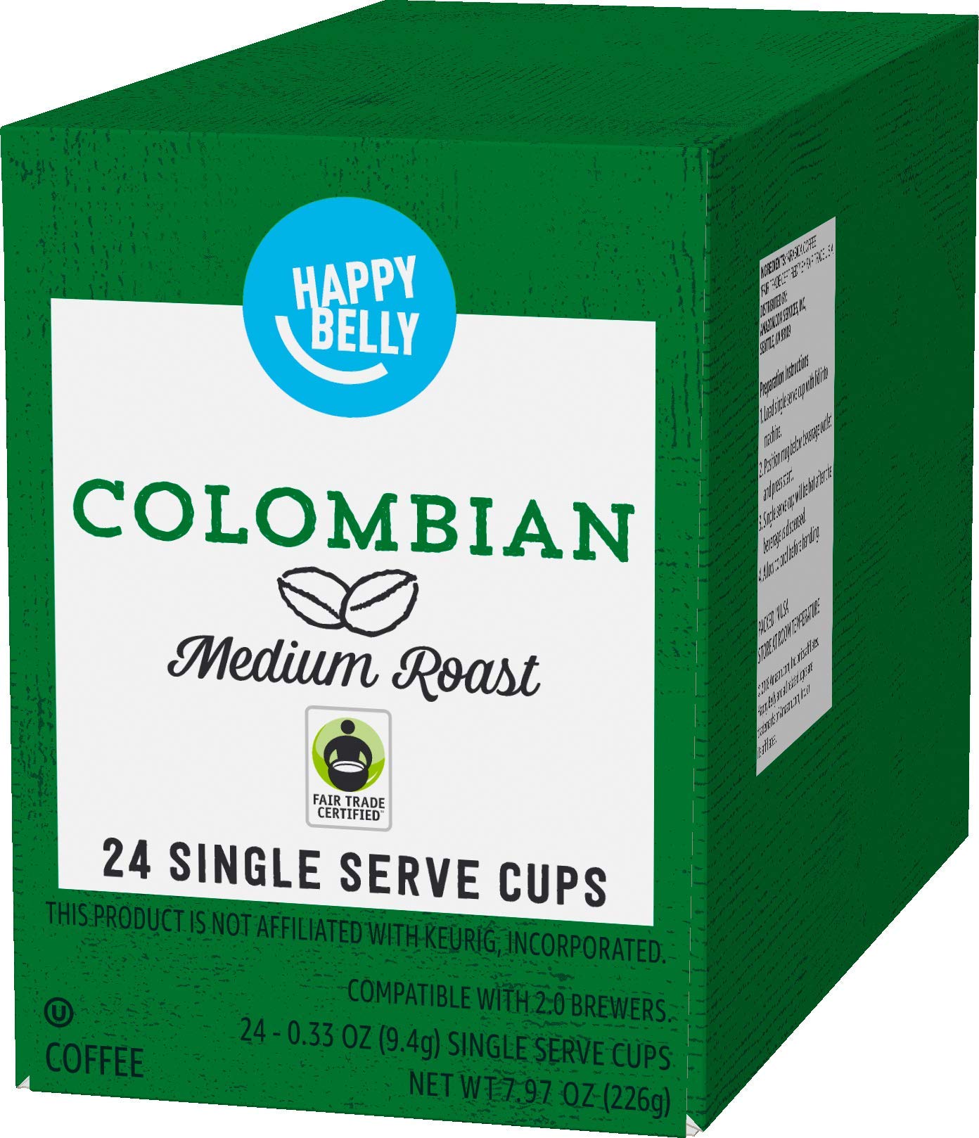 Amazon Brand - Happy Belly Dark Roast Coffee Pods, Compatible with Keurig 2.0 K-Cup Brewers, 100 Count