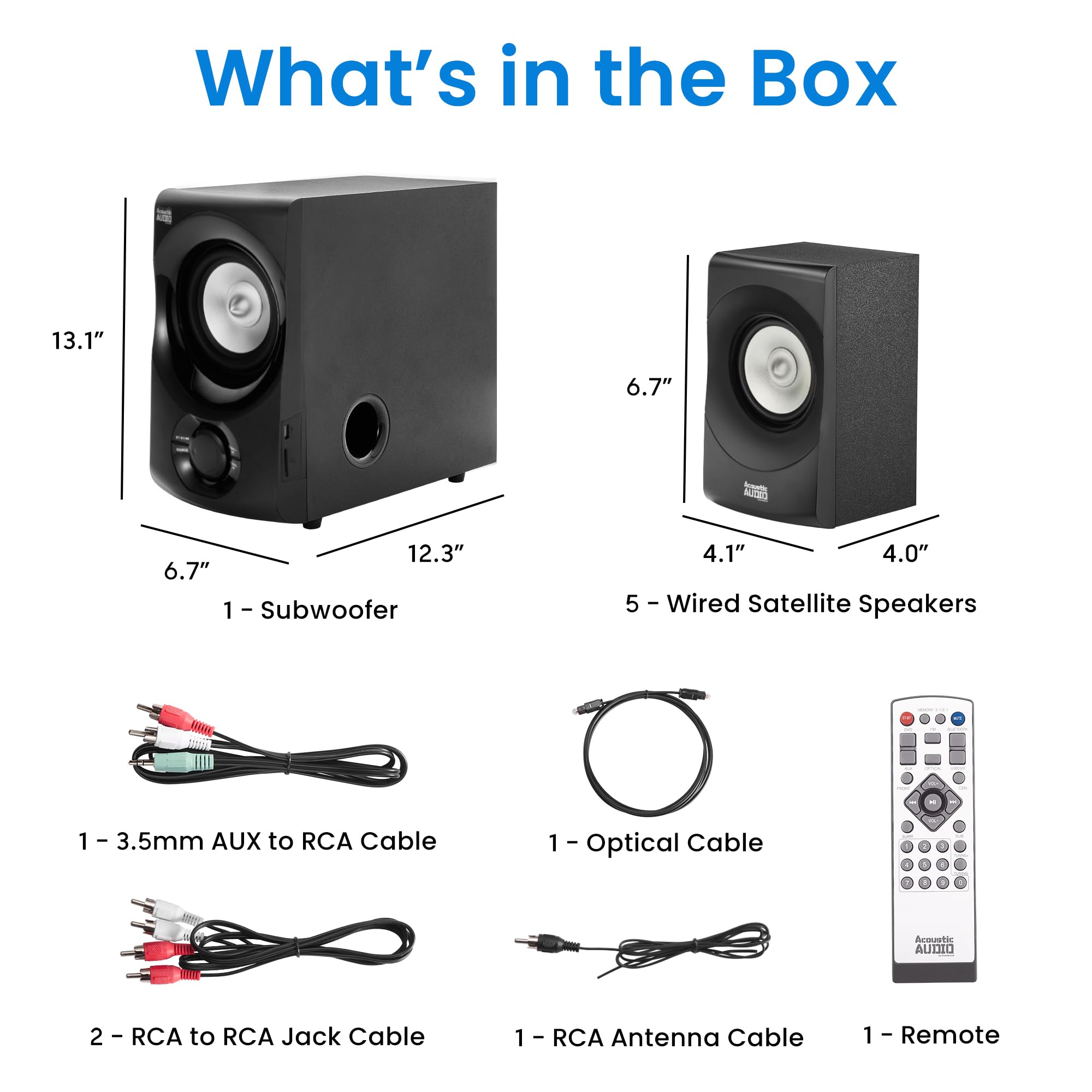 Acoustic Audio AA5170 Home Theater 5.1 Bluetooth Speaker System 700W with Powered Sub