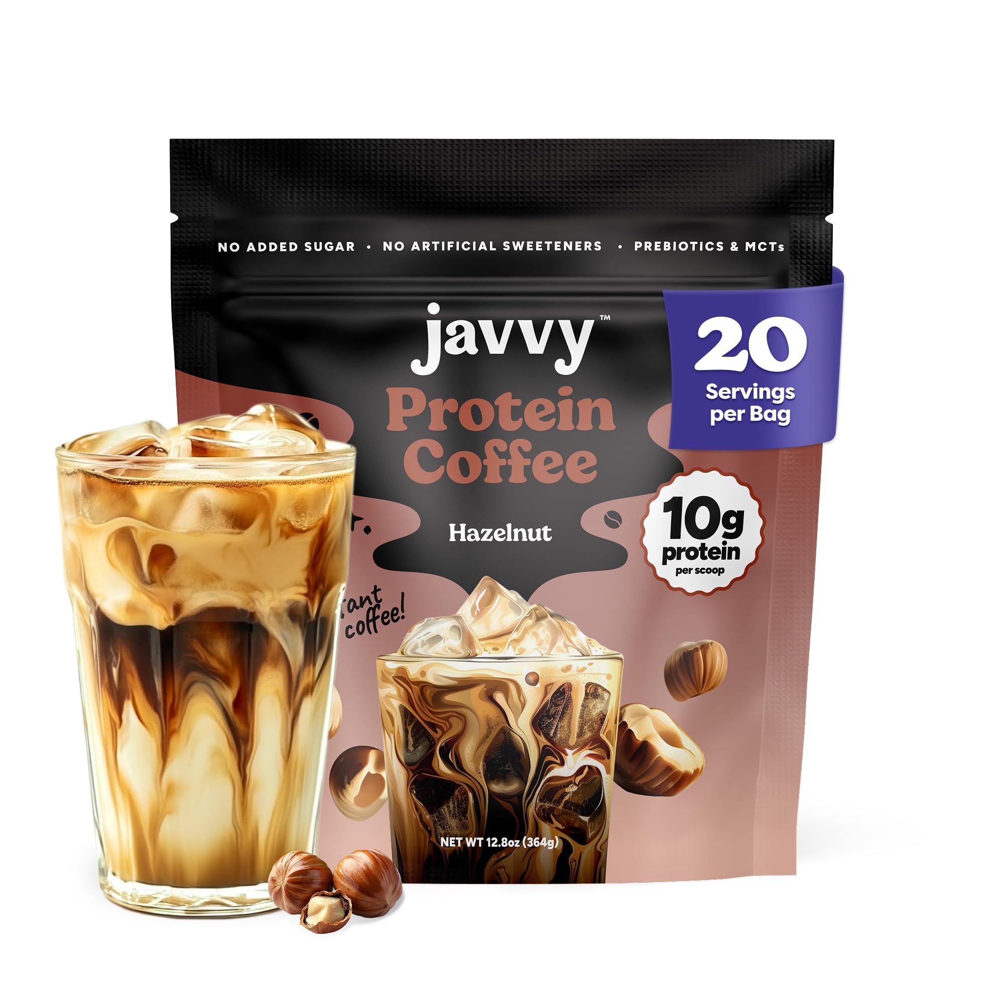 Caramel Protein Iced Coffee - Premium Whey Protein & Instant Iced Coffees - 100% Natural Cold Brew - Zero Artificial Flavors & Sweeteners, 80 mg Caffeine Per Serving, No Added Sugar, 20 Servings