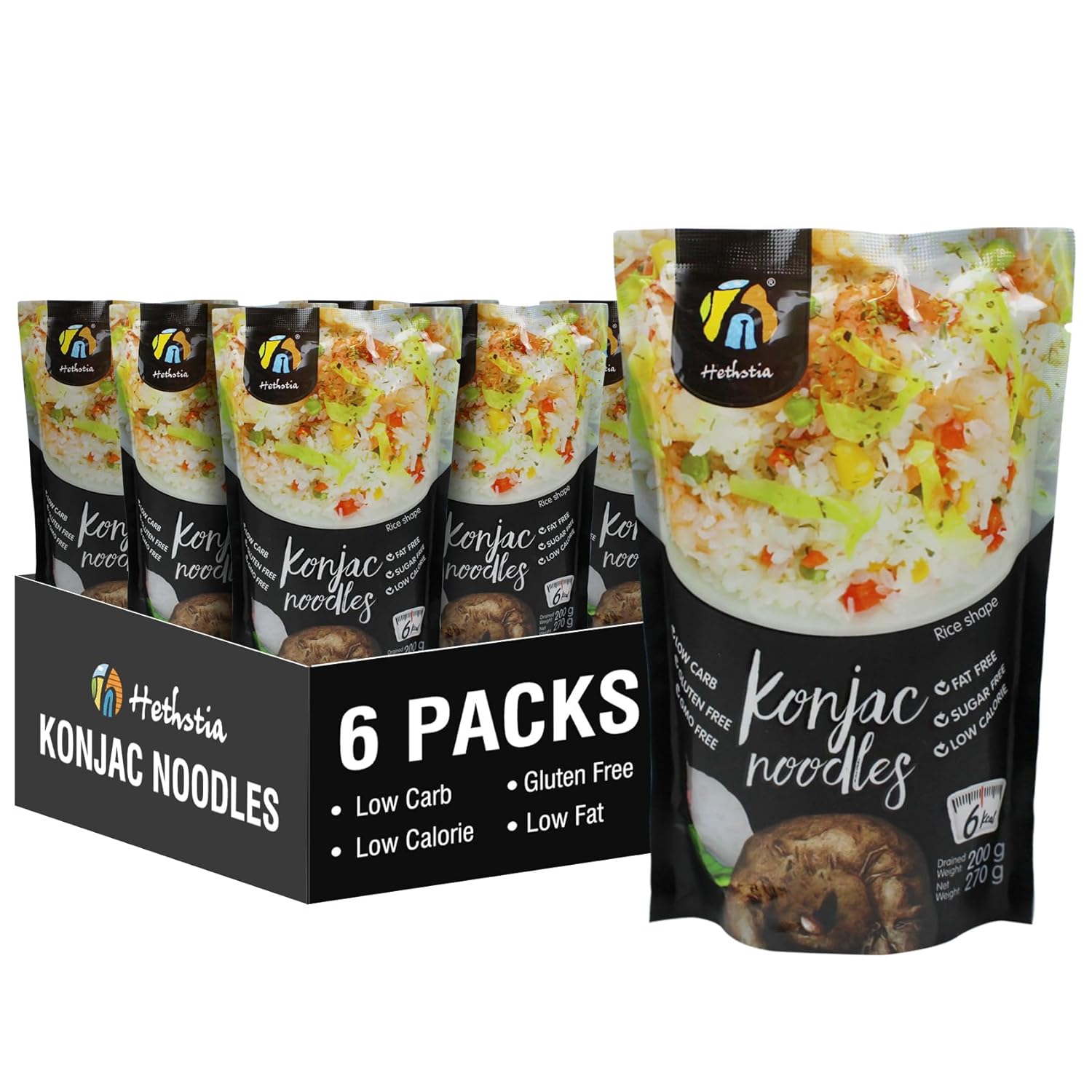 Hethstia Konjac Noodles, 10 Packs Shirataki Spaghetti – Low Carb, Low Calorie, Ready to Eat Konjac Pasta – Keto, Gluten-Free, Vegan, Fat-Free, 0 Sugar, Healthy Low Carb Pasta Substitute
