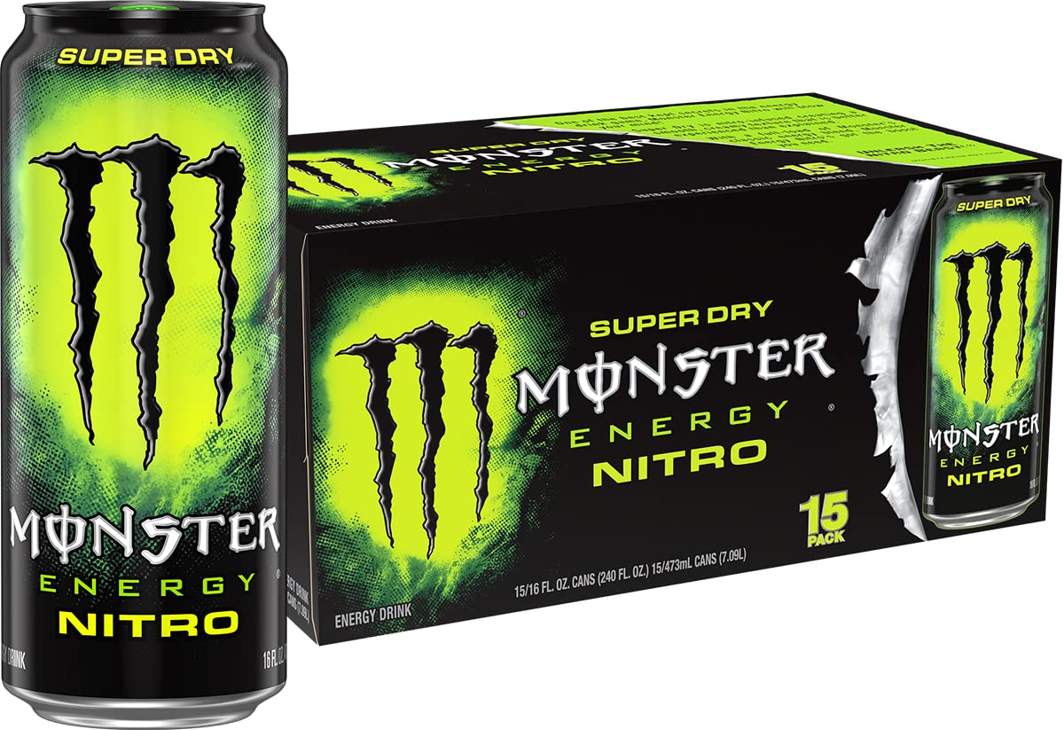 Monster Energy, Lo-Carb Monster, Low Carb Energy Drink, 16 Ounce | Pack of 15