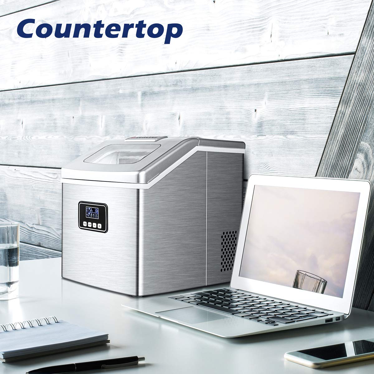 EUHOMY Nugget Ice Maker Countertop, Ready in 7 Mins, 35Lbs/24H Pebble Ice Maker Machine, Self-Cleaning Countertop Sonic Ice Makers with Ice Scoop&Basket, Pellet Ice Maker for Home, Stainless Steel