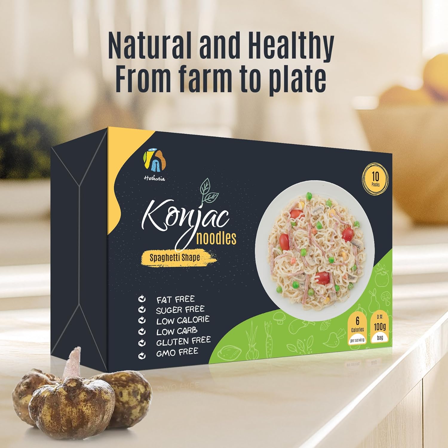Hethstia Konjac Noodles, 10 Packs Shirataki Spaghetti – Low Carb, Low Calorie, Ready to Eat Konjac Pasta – Keto, Gluten-Free, Vegan, Fat-Free, 0 Sugar, Healthy Low Carb Pasta Substitute