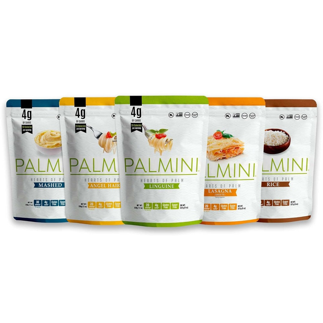NEW! Palmini Pouch VARIETY PACK | Linguine | Angel Hair | Lasagna | Rice | Mashed | 4g of Carbs | As Seen On Shark Tank | Gluten Free (12 Ounce)