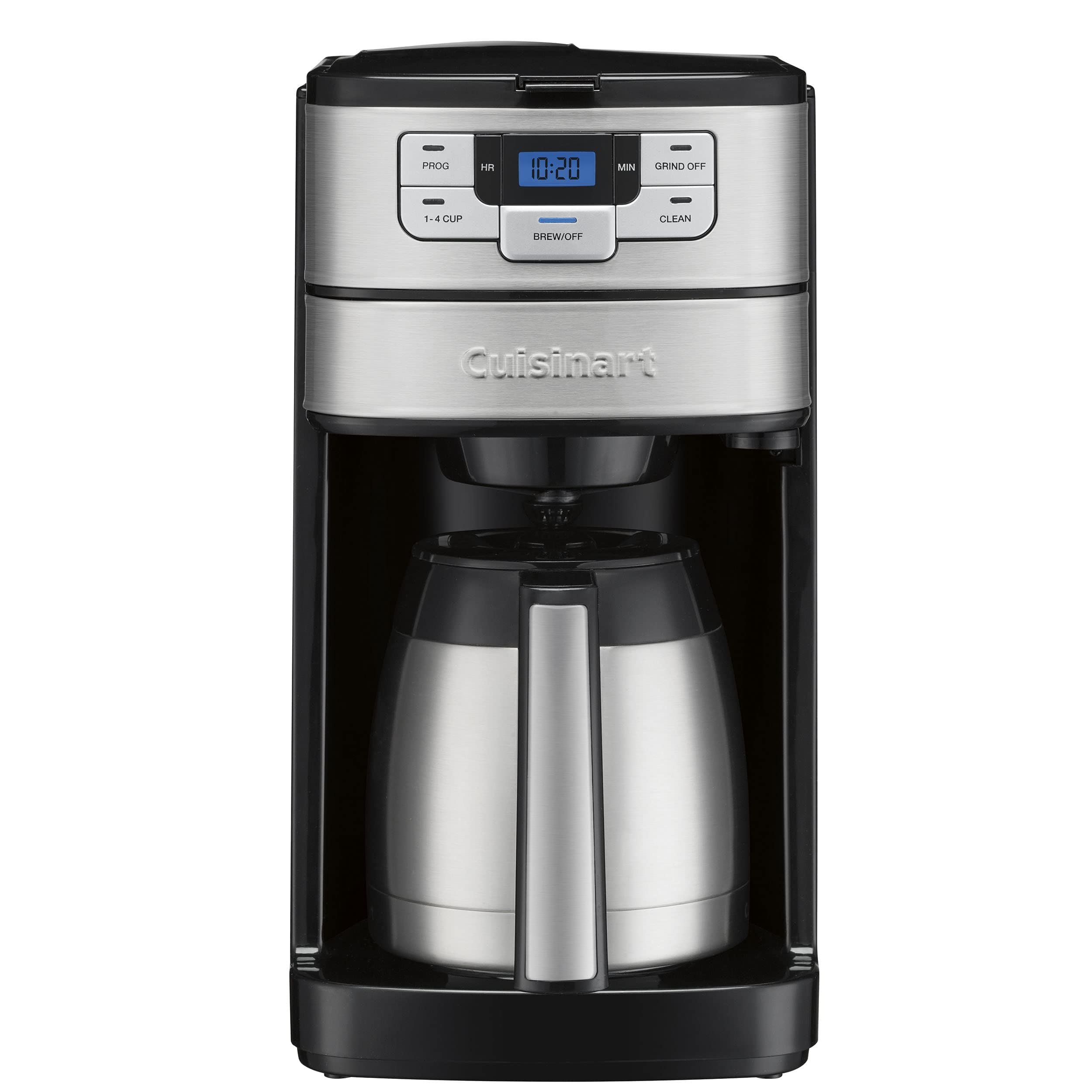 Cuisinart Automatic Grind & Brew 12-Cup Coffee Maker with Blade Grinder, Programmable Coffee Machine Glass Carafe with 1-4 Cup Setting, Brew Pause, Grind-Off Option, DGB-400NAS, Black/Stainless Steel