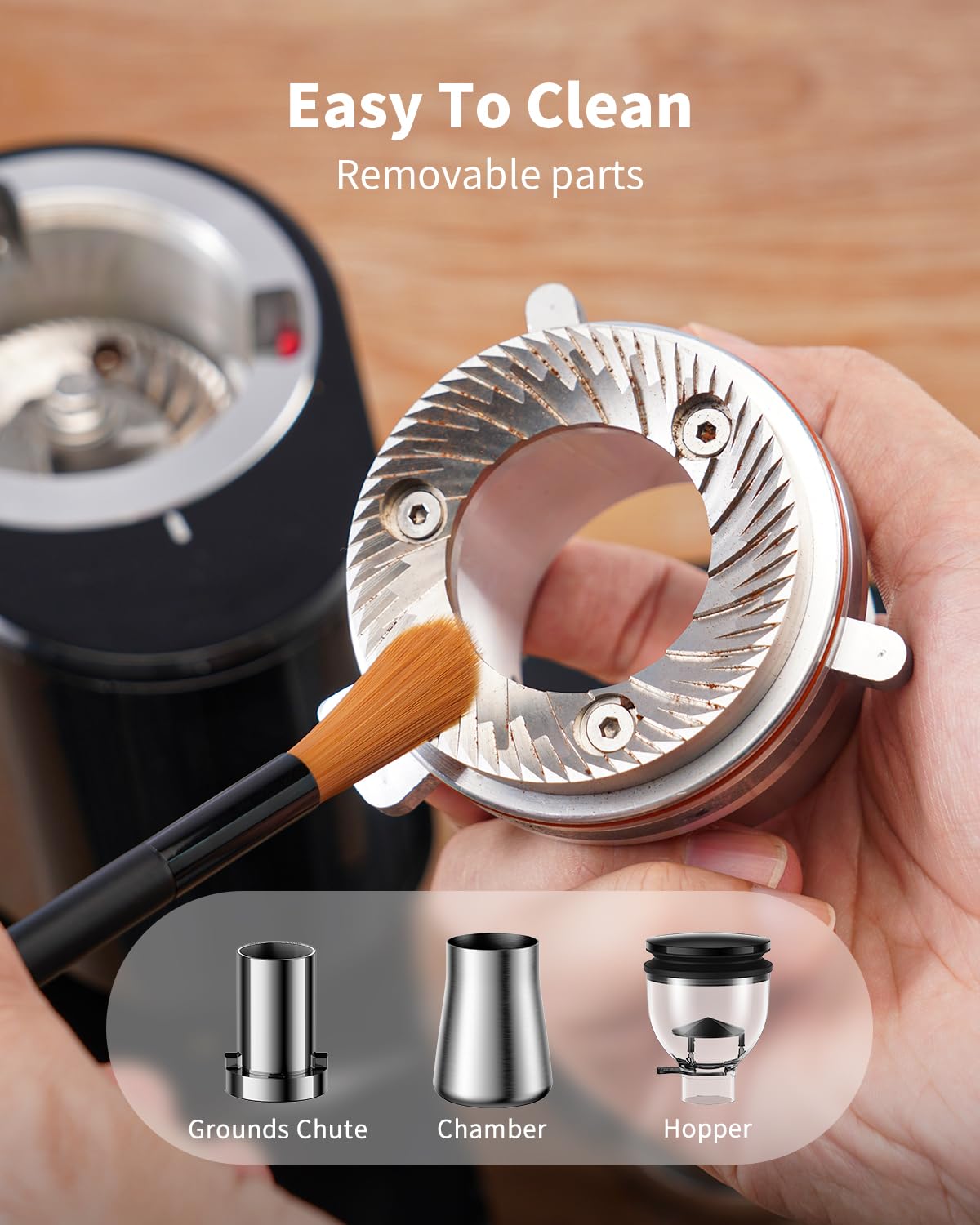 SHARDOR Professional 64mm Burr Coffee Grinder with 100 Grind Settings and All-Metal Chamber, Coffee Bean Grinder with Adjustable Electronic Timer and LED Display, Anti-Static, Black, 120V Only