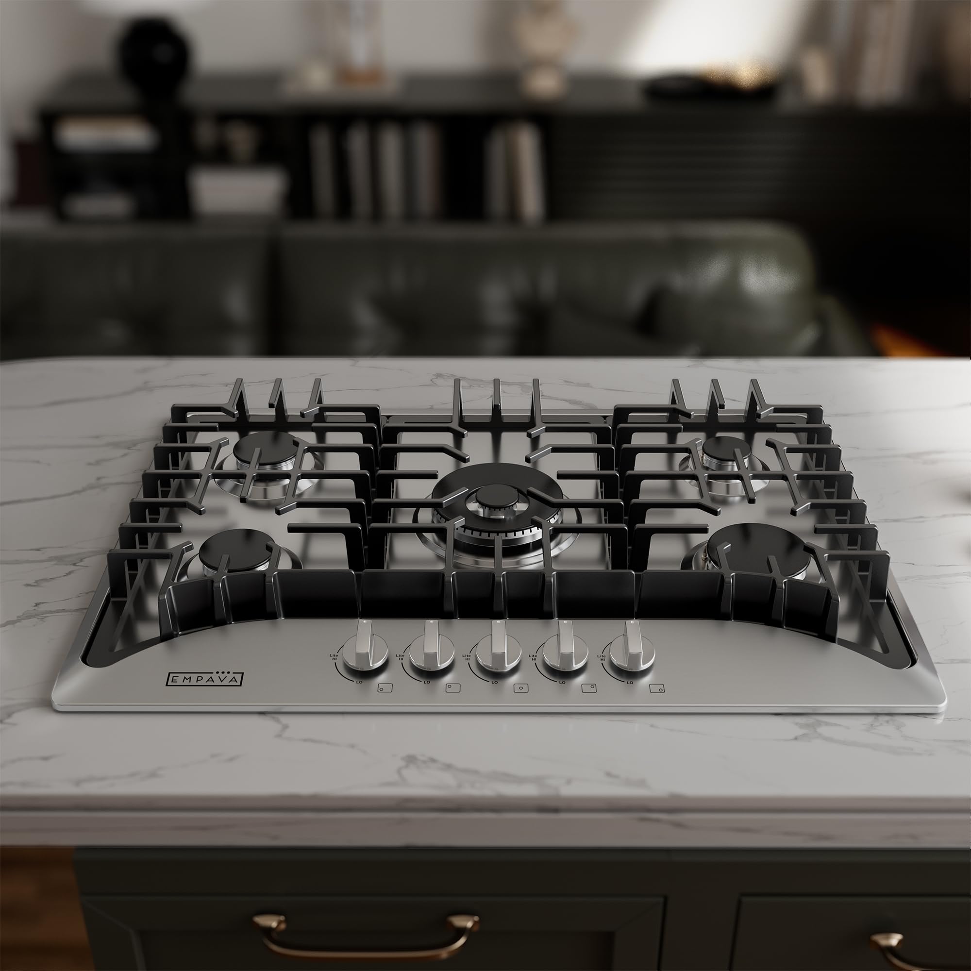 Empava 30 Inch Gas Cooktop with 5 World Class Made in Italy SABAF Burners, LPG/NG Convertible, Ideal RV Top Stoves for Kitchen, Stainless Steel
