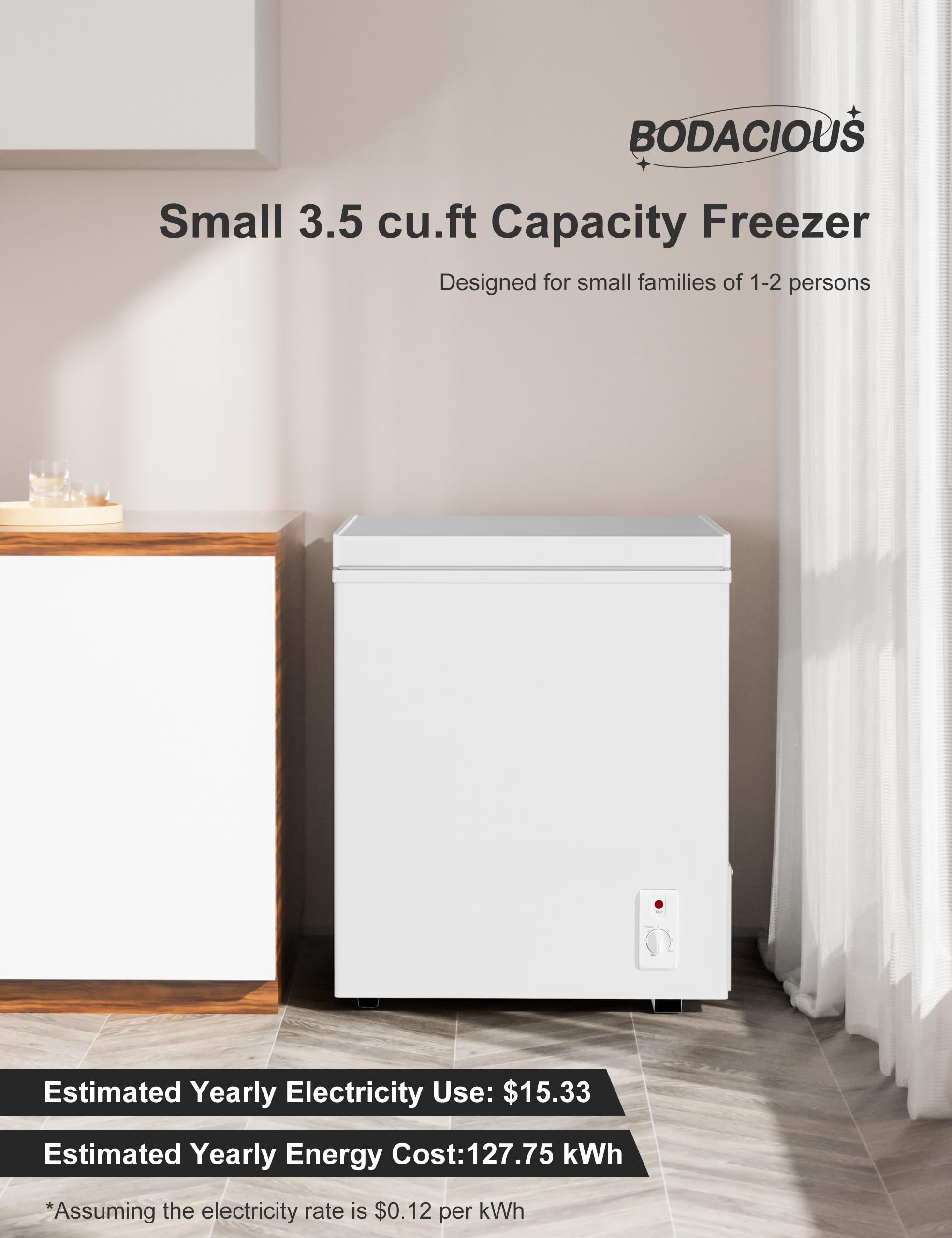 7.0 Cu Ft Chest Freezer - Energy Saving Quiet Top Open Door Mini Freezer Adjustable 6 Thermostat - Compact Small Deep Freezer w/Removable Basket and Defrost Water Drain for Home/Apartment/Garage