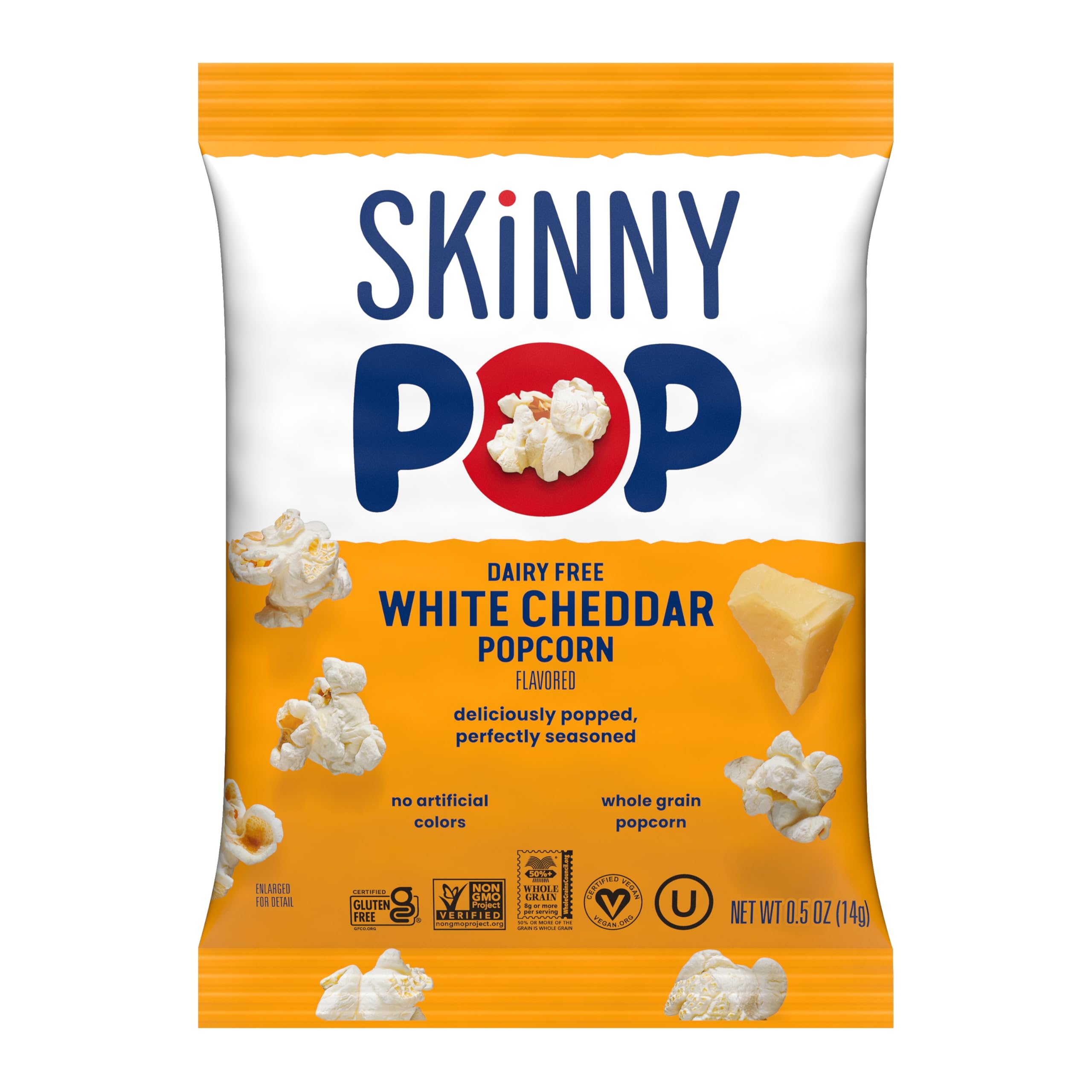SkinnyPop Popcorn, Original, Whole Grain, Dairy-Free Snack, 0.65oz Bags (30ct)