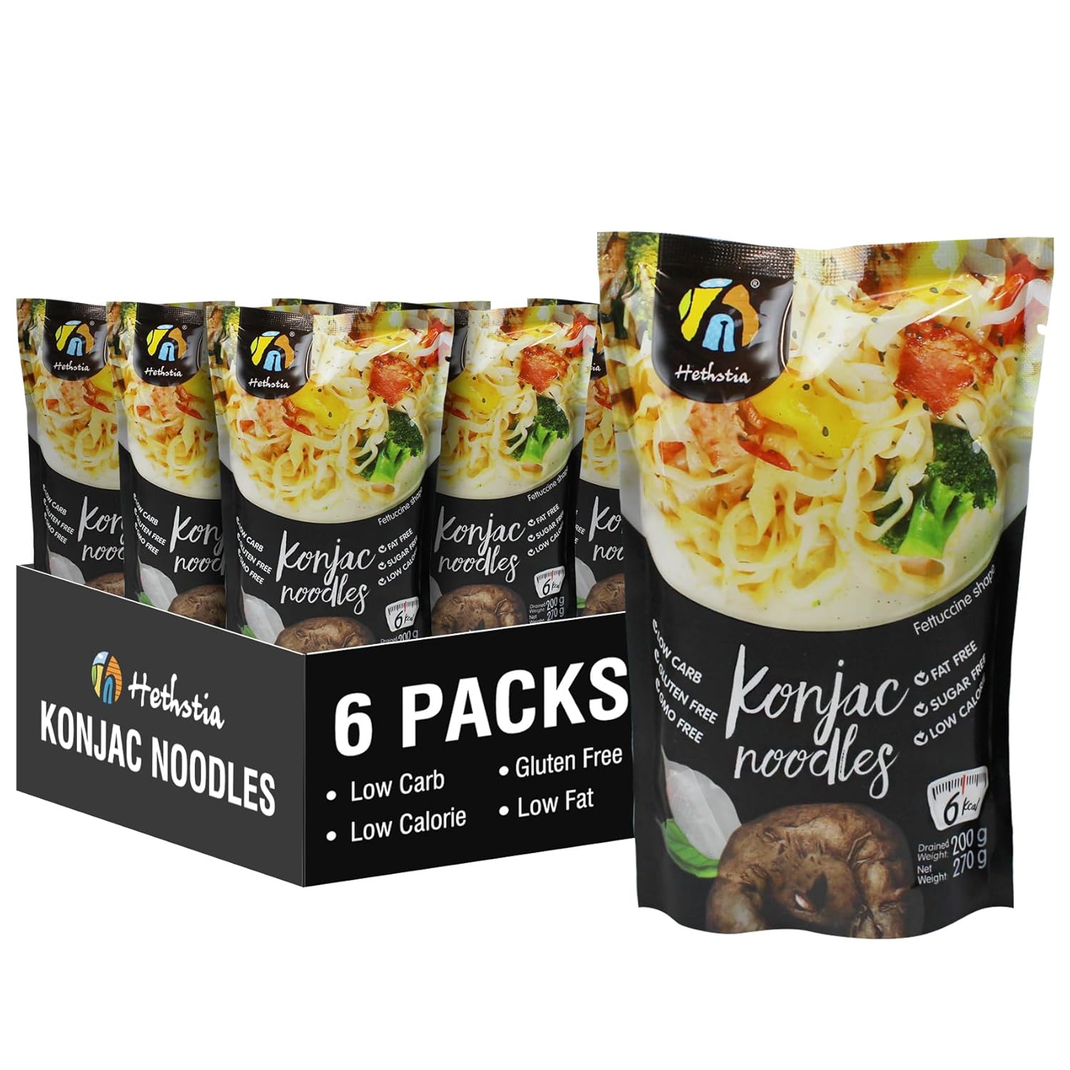 Hethstia Konjac Noodles, 10 Packs Shirataki Spaghetti – Low Carb, Low Calorie, Ready to Eat Konjac Pasta – Keto, Gluten-Free, Vegan, Fat-Free, 0 Sugar, Healthy Low Carb Pasta Substitute