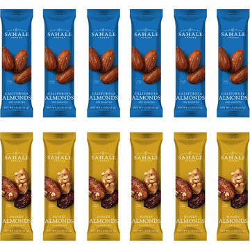 Sahale Snacks Glazed Mix Nut Blend Variety Pack, 1.5 Oz Grab & Go Bags (12 Total Packs) - Four Different Dry-Roasted Deluxe Mixed Nuts Blends Included - Non-GMO Kosher & Certified Gluten-Free Snacks
