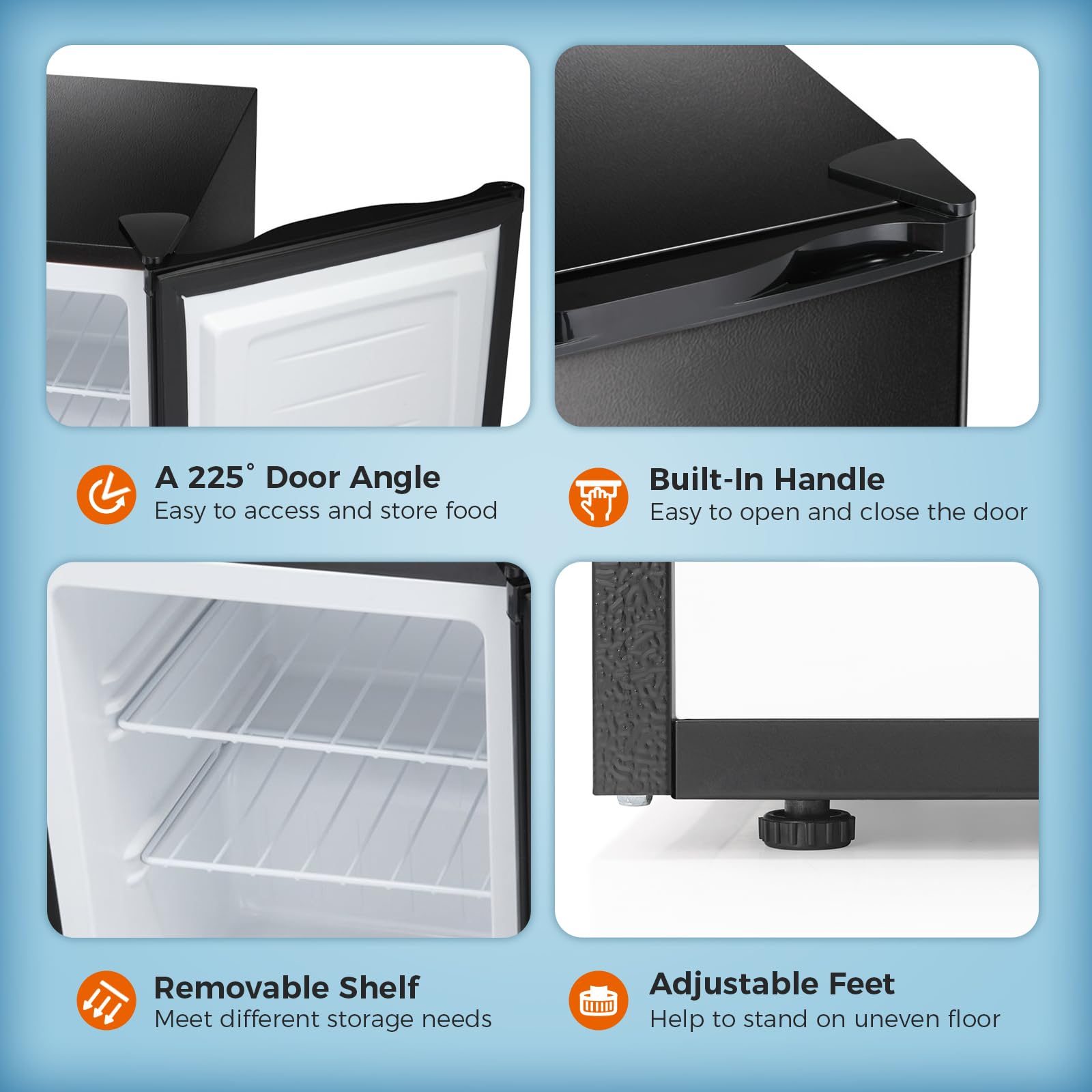 Kismile Small Freezer Upright, 3.0 Cu.ft Mini Freezer with Adjustable Thermostat, Removable Shelves, Reversible Single Door, Stand Up Freezer for Bedroom/Home/Dorms/Apartment (Stainless Steel)