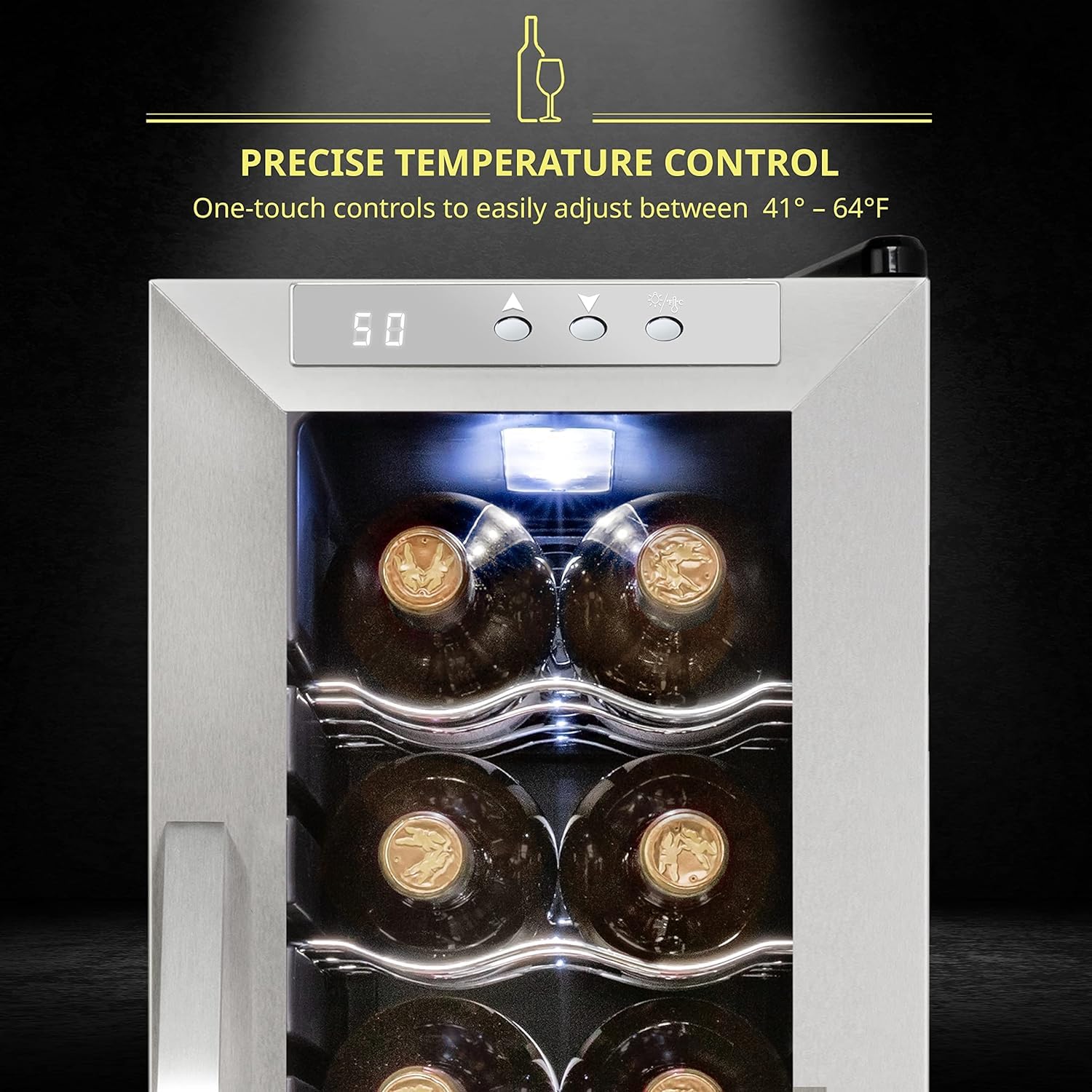 SCHMECKE 28 Bottle Compressor Wine Cooler Refrigerator w/Lock - Large Freestanding Wine Cellar - 41f-64f Digital Temperature Control Wine Fridge For Red, White, Champagne or Sparkling Wine - Black
