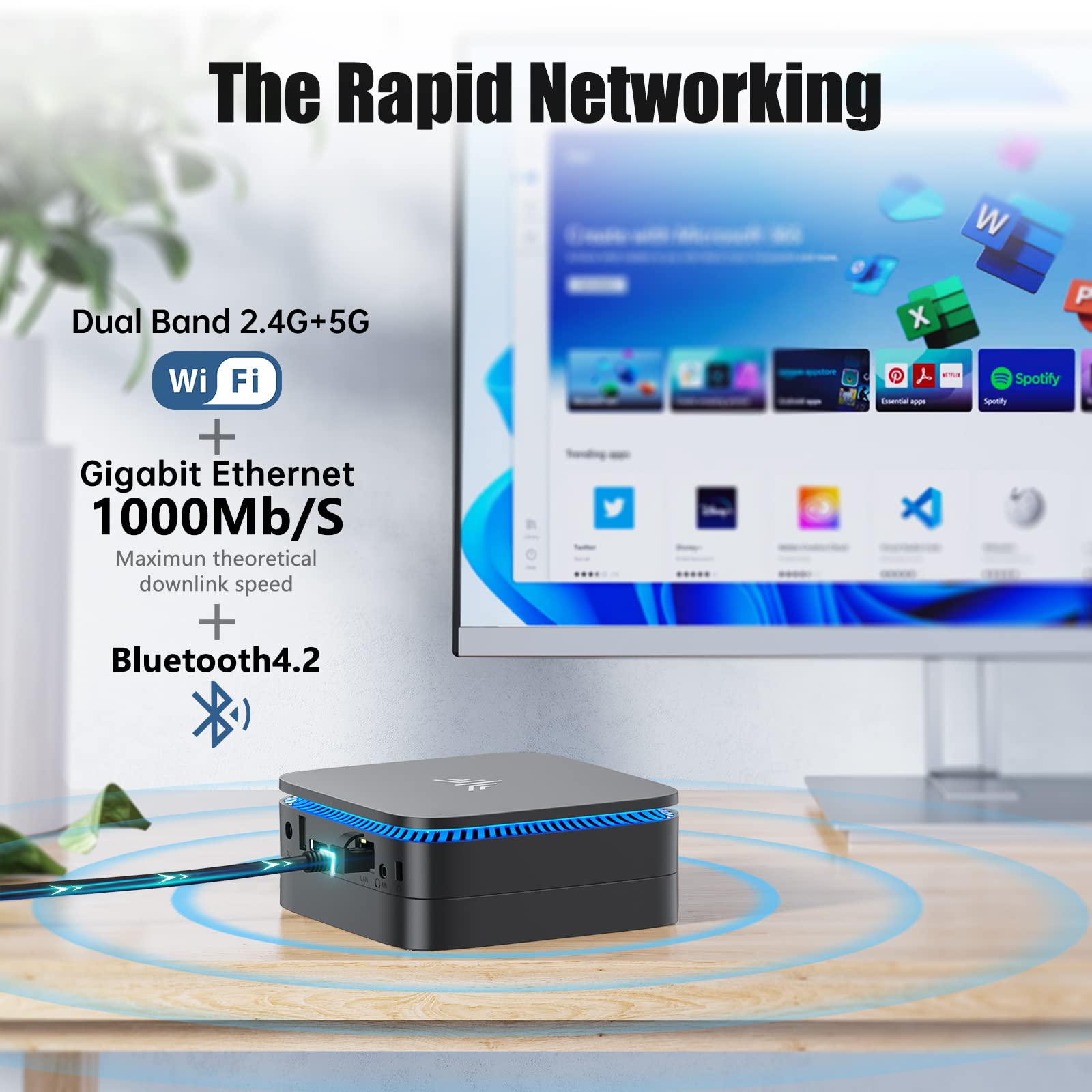 KAMRUI Essenx E1 Mini PC Computer, AMD 3150U (Beats i3-10110U/N95), 8GB RAM 256GB SSD, Mini Desktop Computer Support Dual 4K, WiFi, Bluetooth, Ethernet for Business, Education, Home