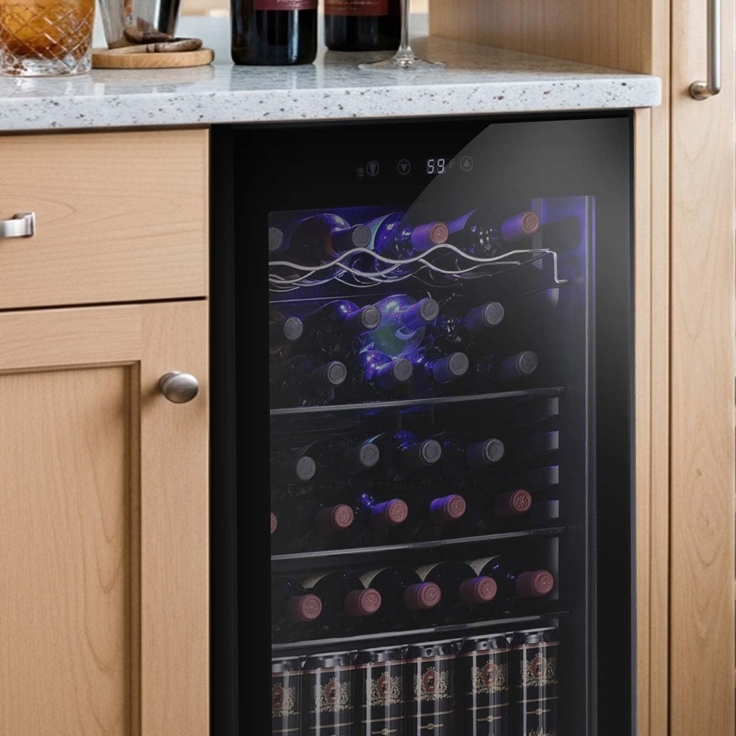 Antarctic Star Wine Cooler, Beverage Refrigerator, 16 Bottle Freestanding Quiet Wine Cellar Front Glass Door for Home and Bar, Digital Temp Control, 1.71 Cu.Ft.