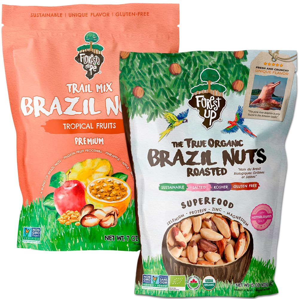 Snack The True Organic Brazil Nuts 15 oz – Raw and Unsalted – Kosher – Healthy-Rich in Vegetable Protein – Harvested in Amazon Rainforest – Fresh, Vegan and Gluten Free – Forest Up