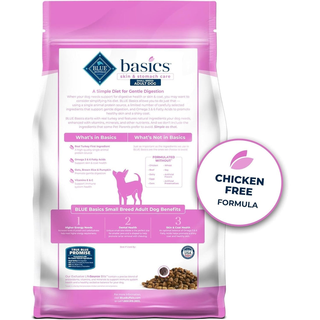 Blue Buffalo Basics Dry Dog Food for Small Breed Adult Dogs, Limited Ingredient Diet, Turkey Recipe, 11-lb. Bag