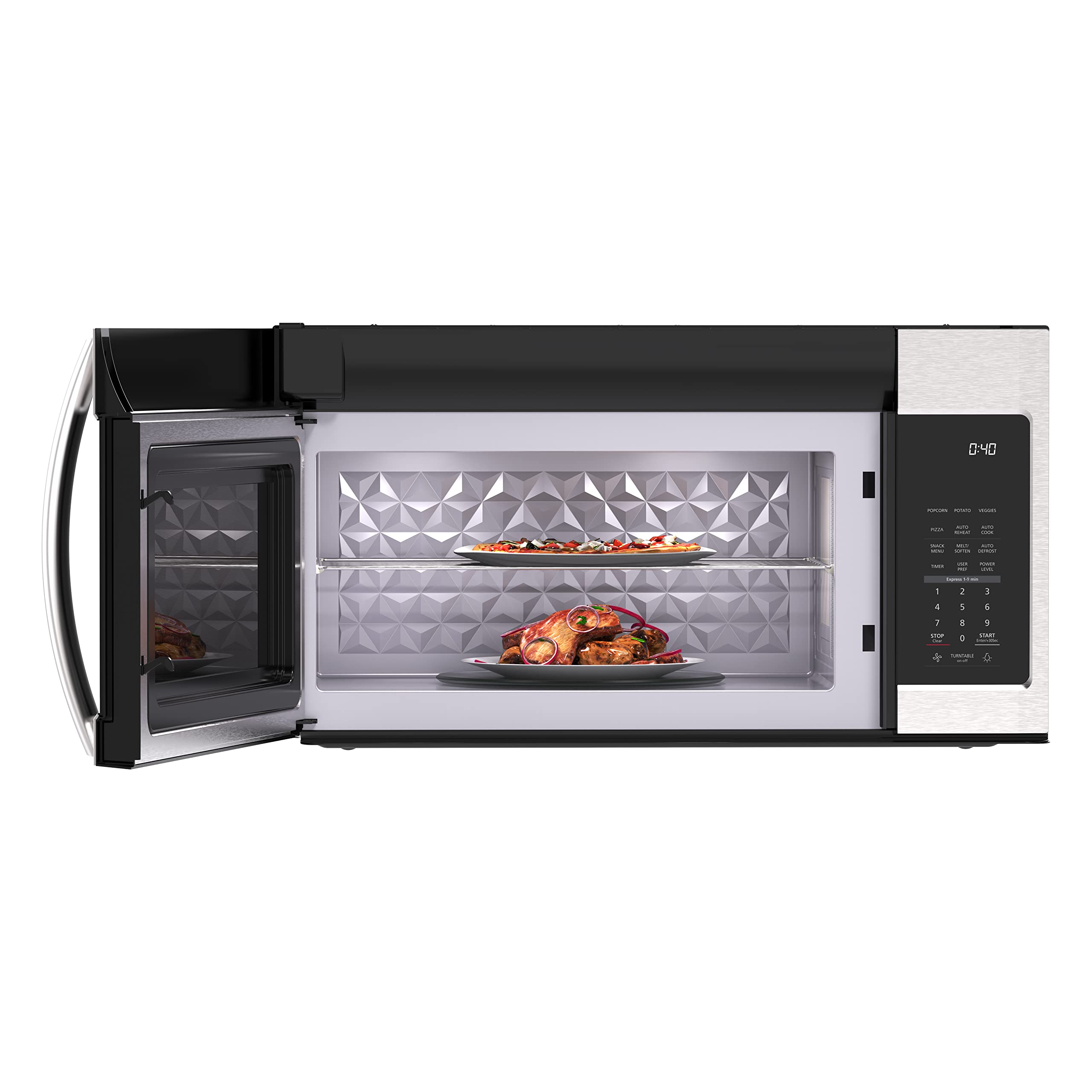 KoolMore Reserve Built-in Microwave Convection Oven with Air Fry, 3-in-1 Combo, Sensor Cook, Soft-Close Door, Stainless Steel, 24 in. / 1.6 cu. ft. with NEMA 5-20P Plug in Black