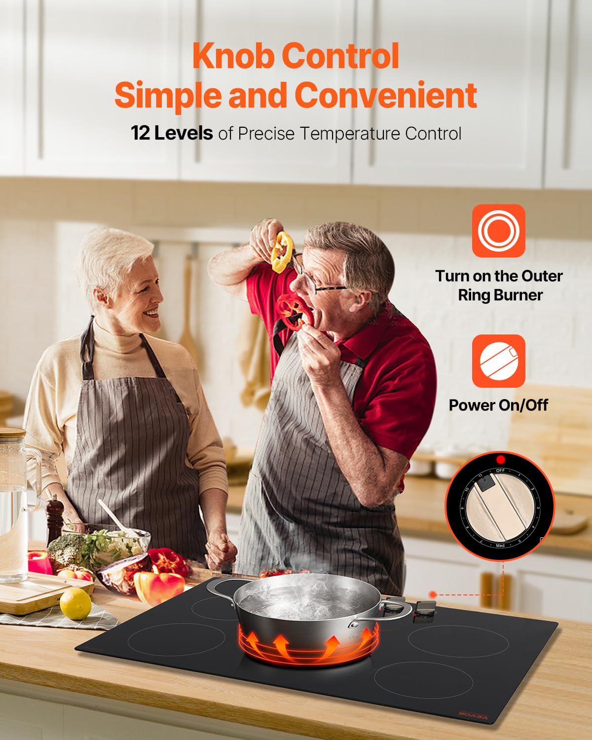 VEVOR Built-in Induction Electric Stove Top 30 Inch,5 Burners Electric Cooktop,9 Power Levels & Sensor Touch Control,Easy to Clean Ceramic Glass Surface,Child Safety Lock,240V