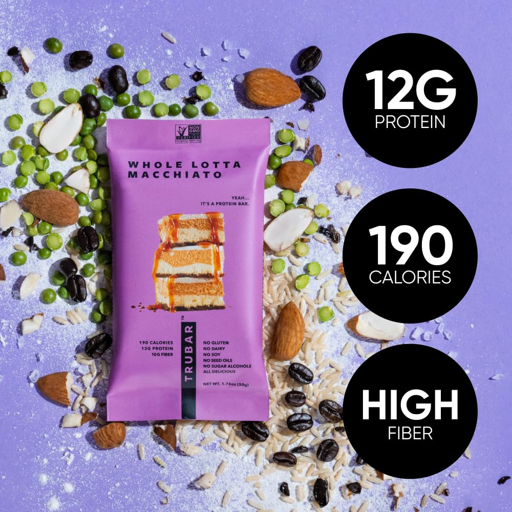 TRUBAR Vegan Protein Bars - Soy Free, Dairy Free, Gluten Free Protein Bars - No Sugar Alcohols - Non-GMO - 12g of Protein - It's Mint To Be Chip - 12 Count